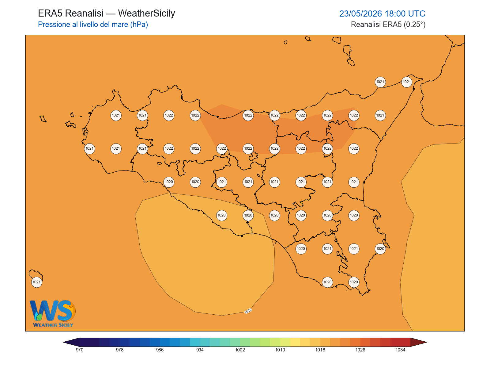 Pressione al livello del mare · 2026052318