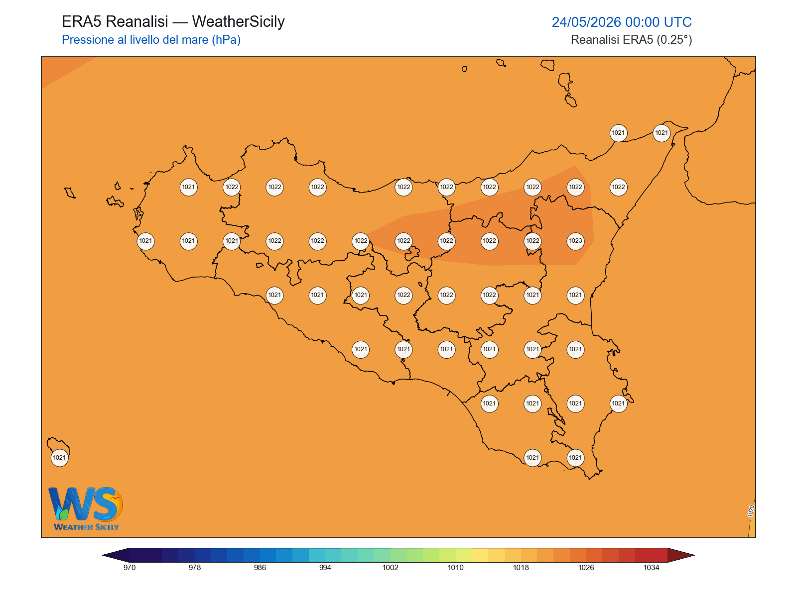 Pressione al livello del mare · 2026052400