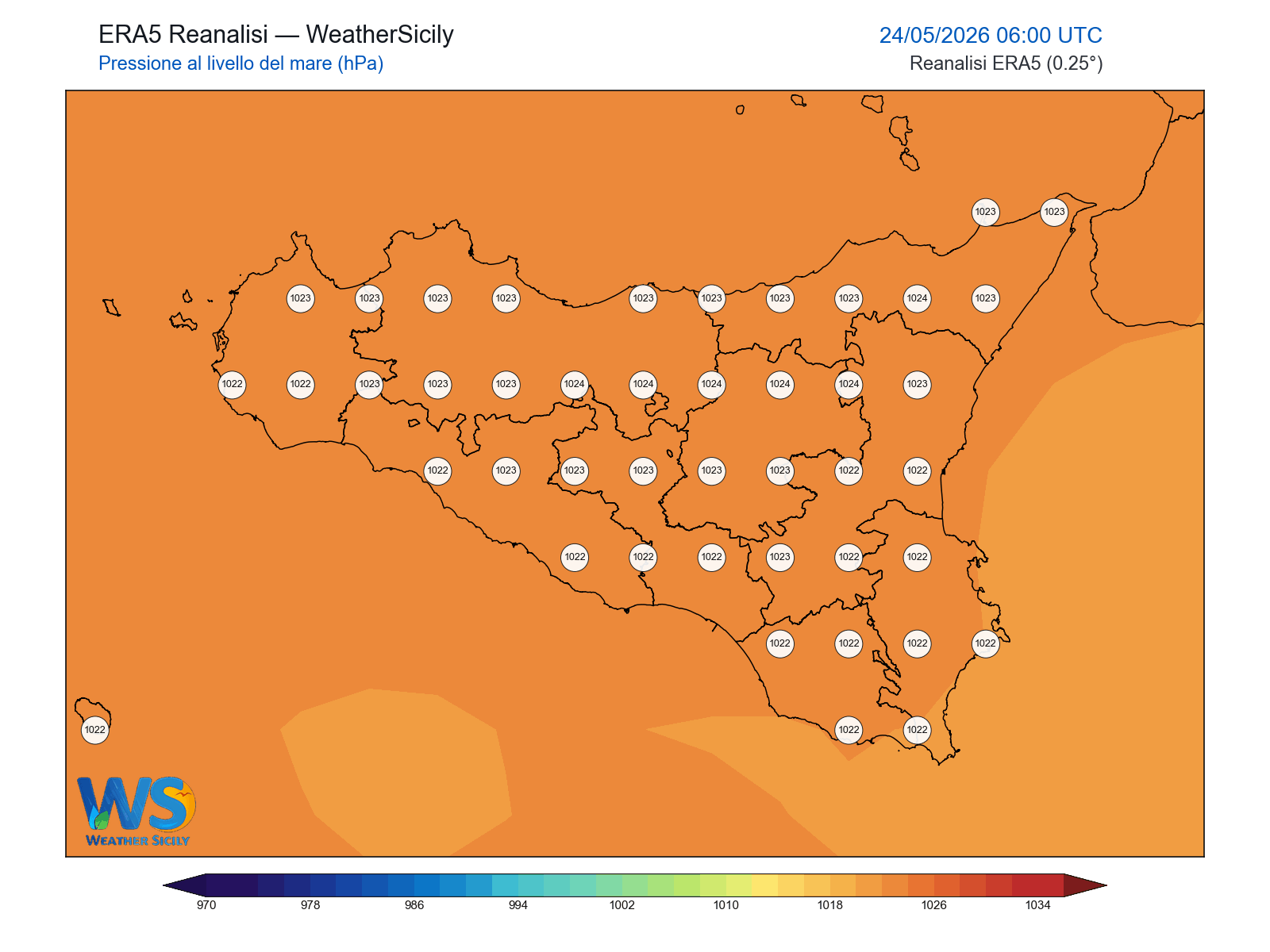 Pressione al livello del mare · 2026052406