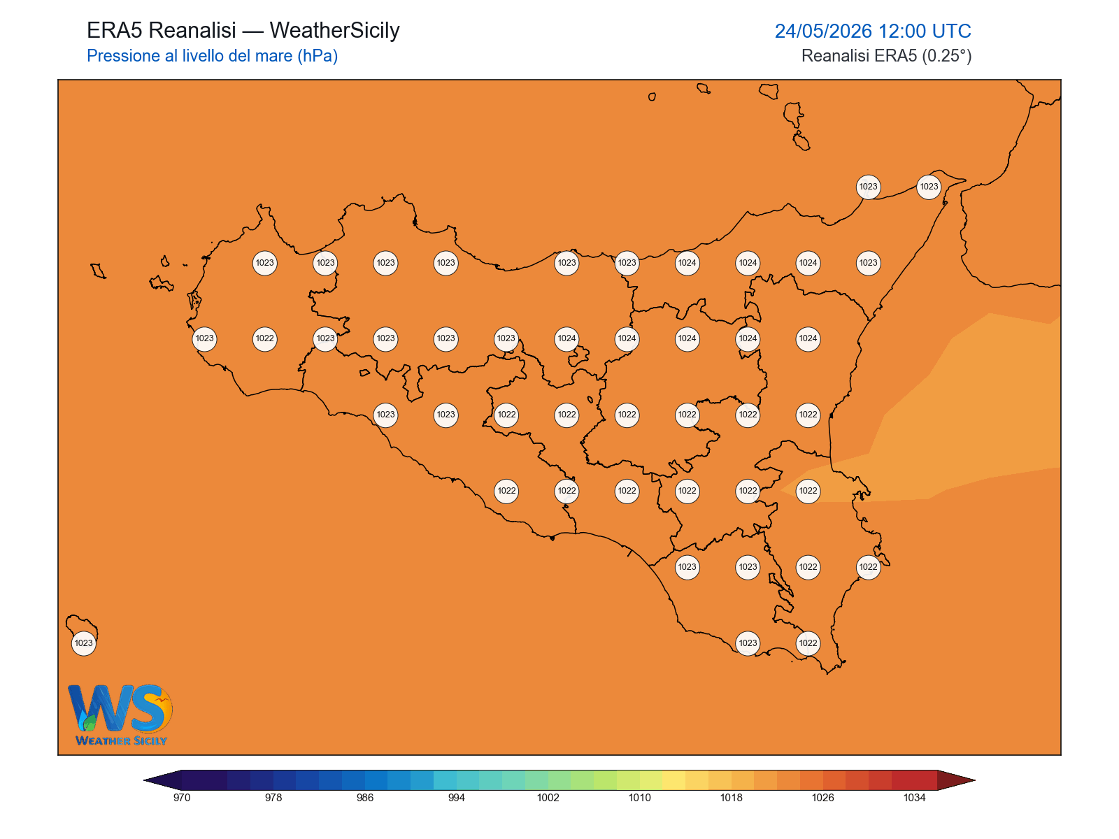 Pressione al livello del mare · 2026052412