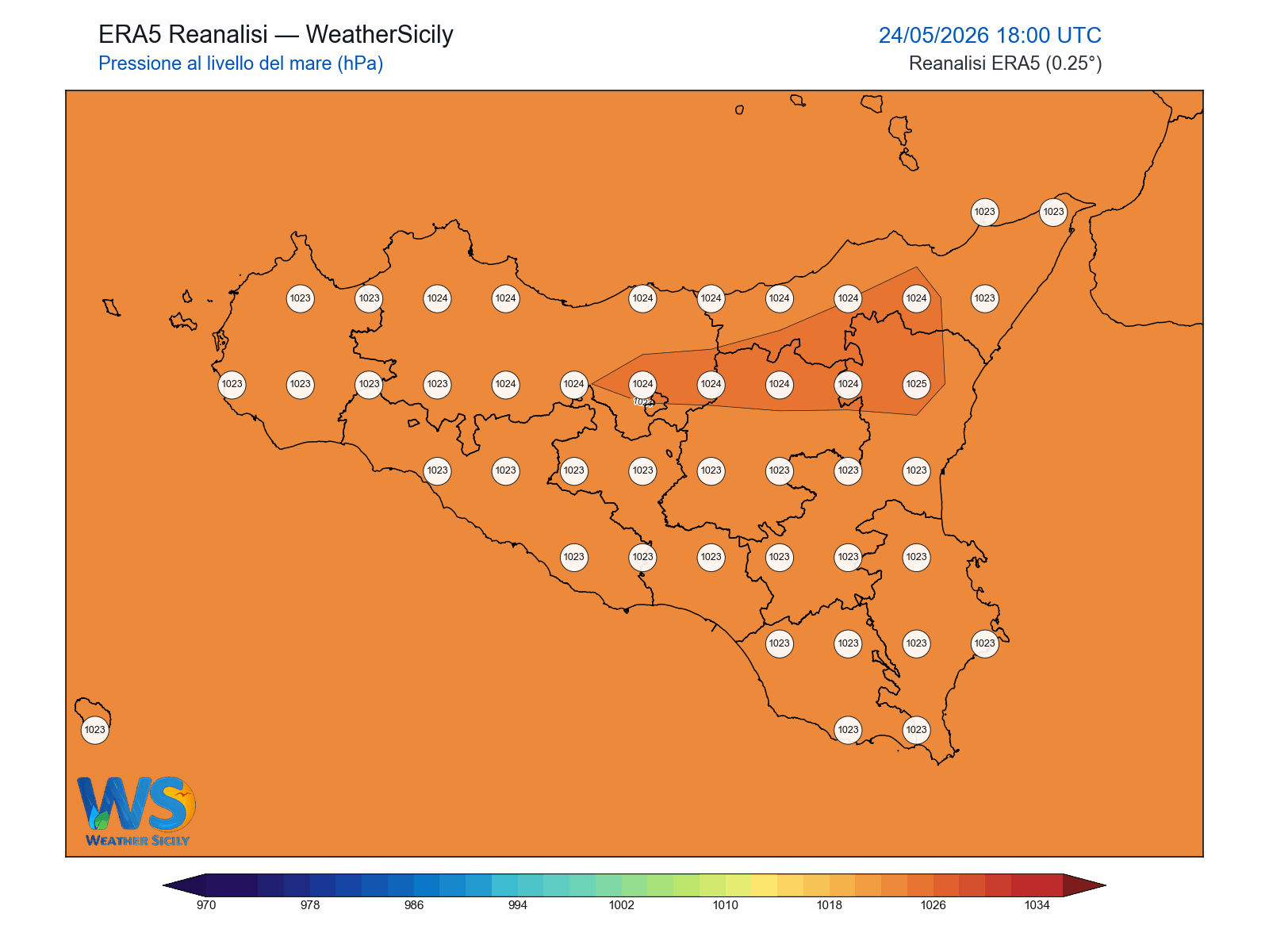 Pressione al livello del mare · 2026052418