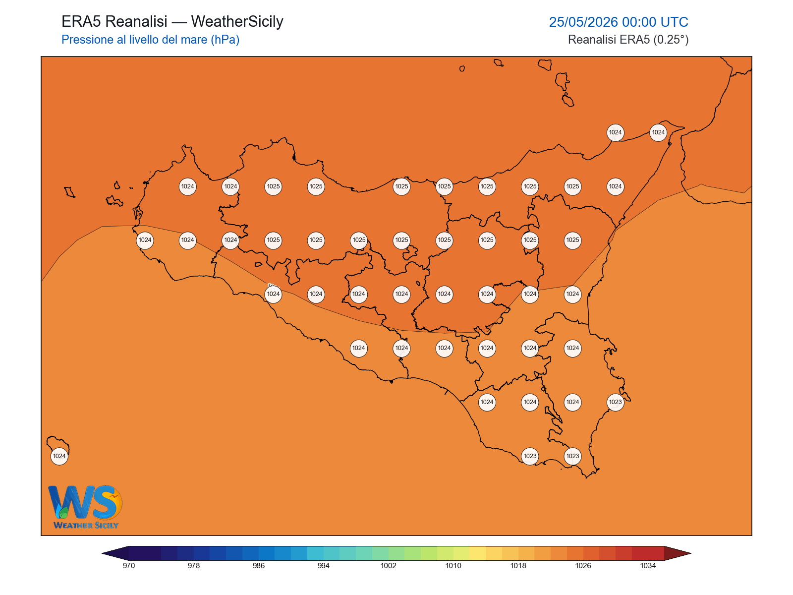 Pressione al livello del mare · 2026052500