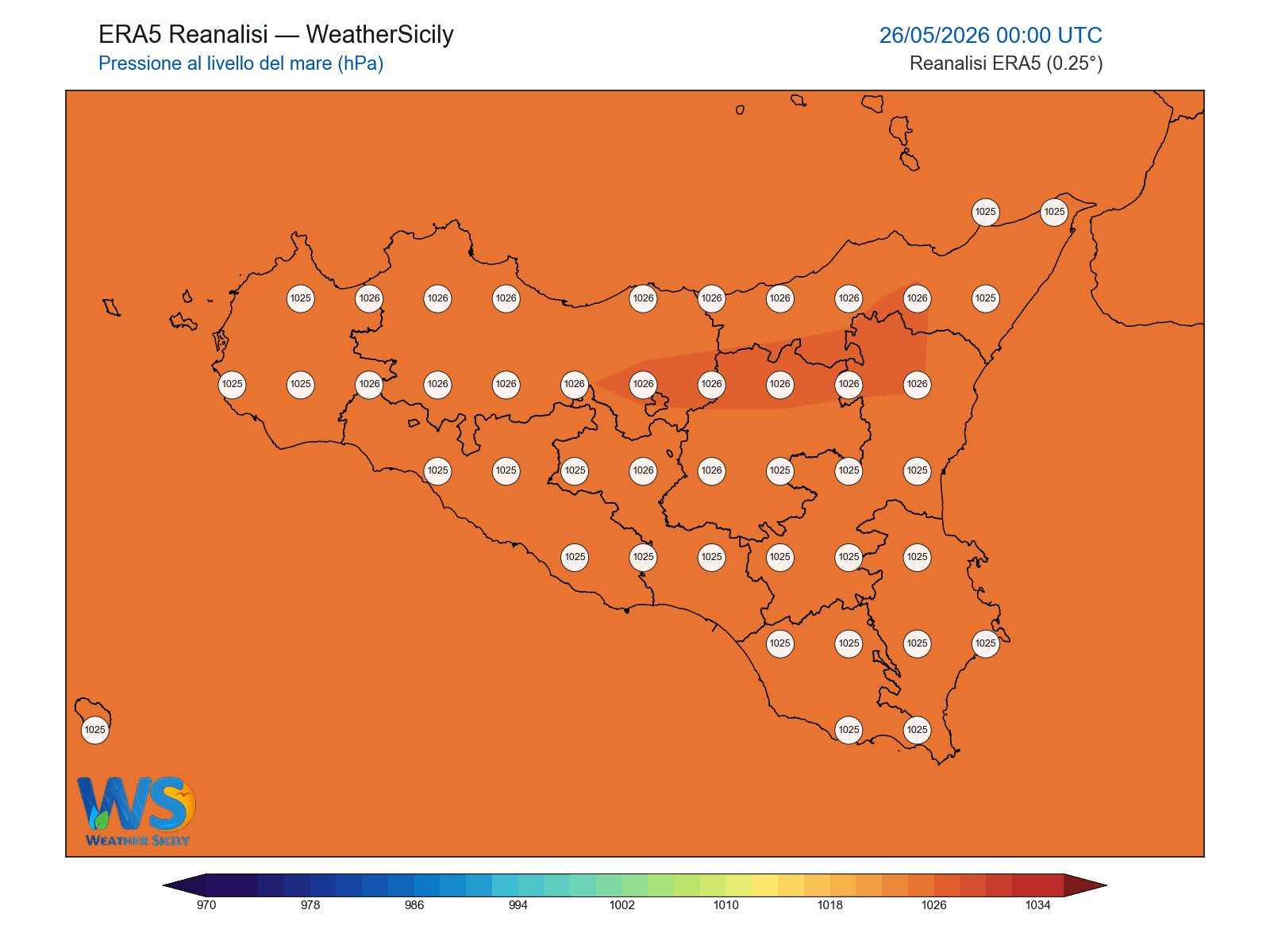 Pressione al livello del mare · 2026052600