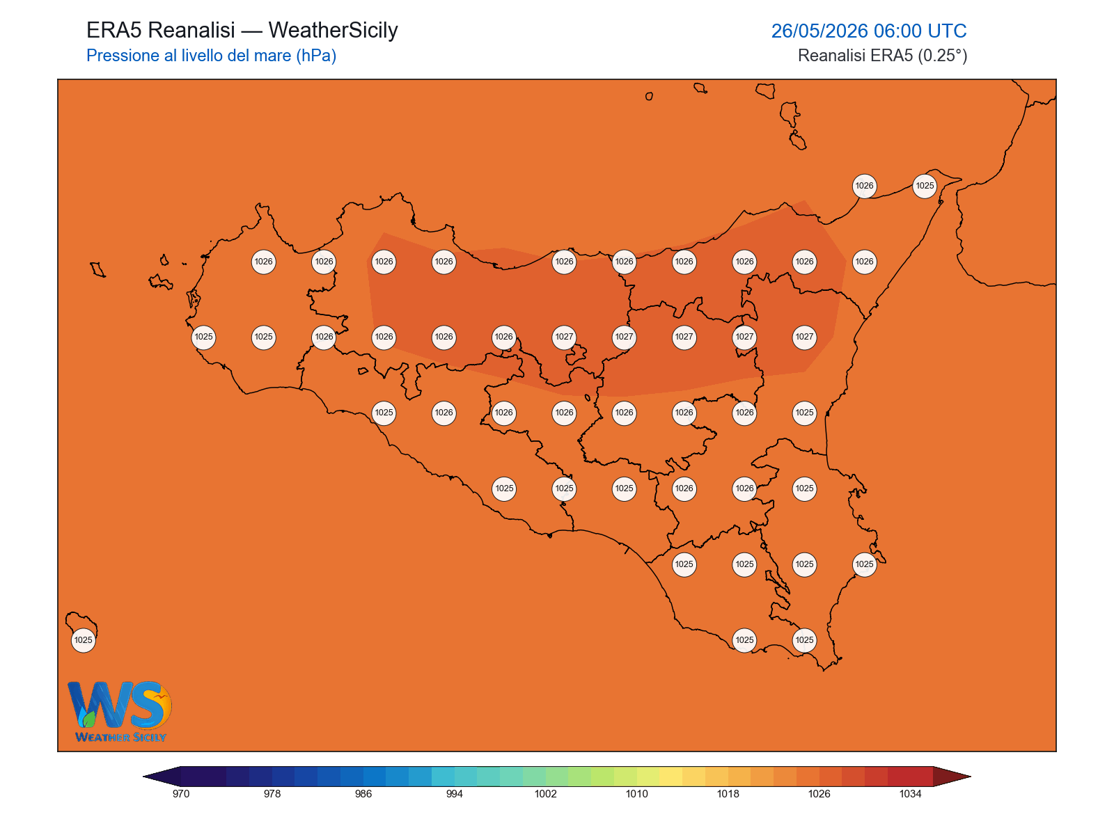 Pressione al livello del mare · 2026052606