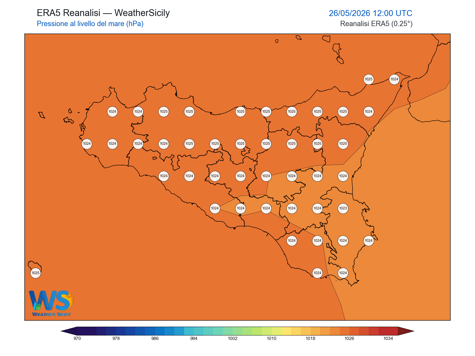 Pressione al livello del mare · 2026052612