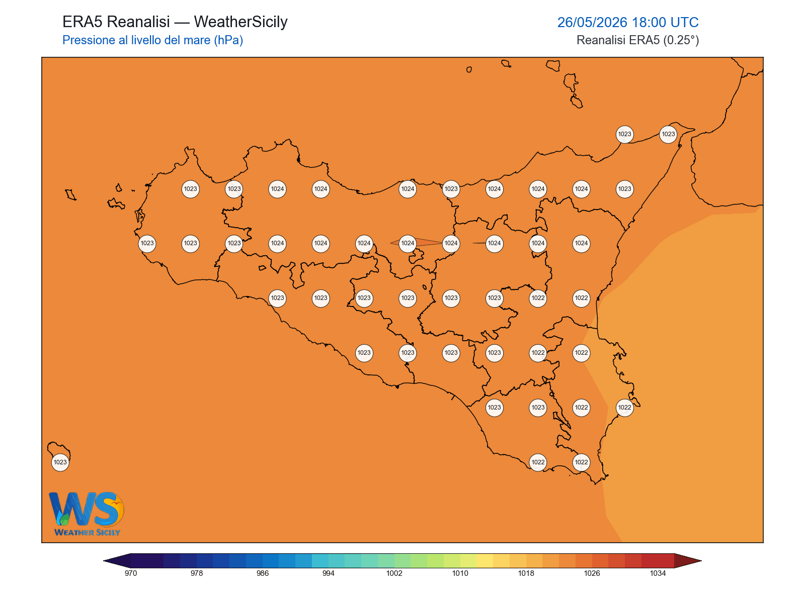 Pressione al livello del mare · 2026052618