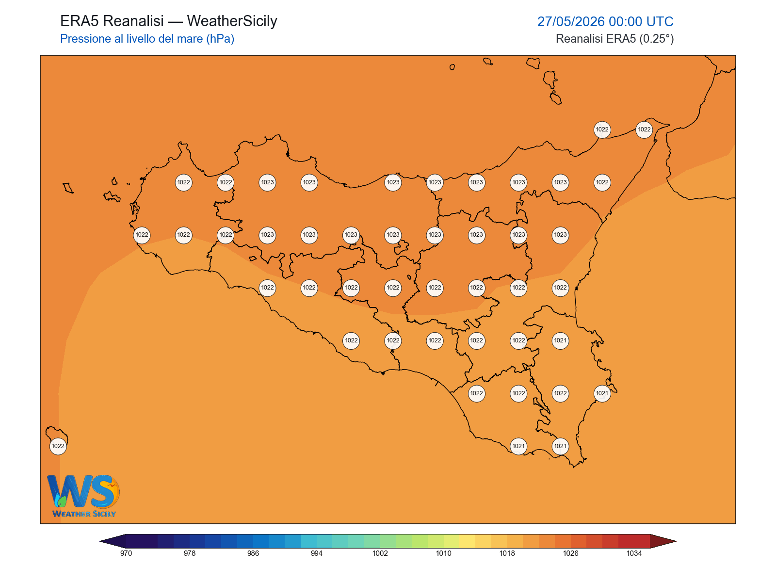 Pressione al livello del mare · 2026052700