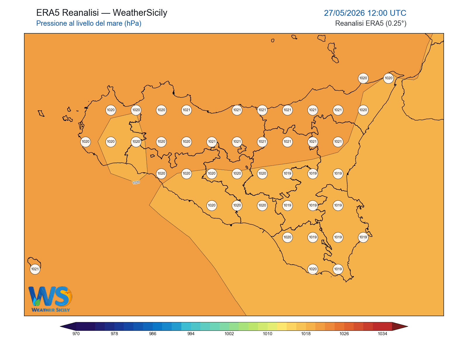Pressione al livello del mare · 2026052712