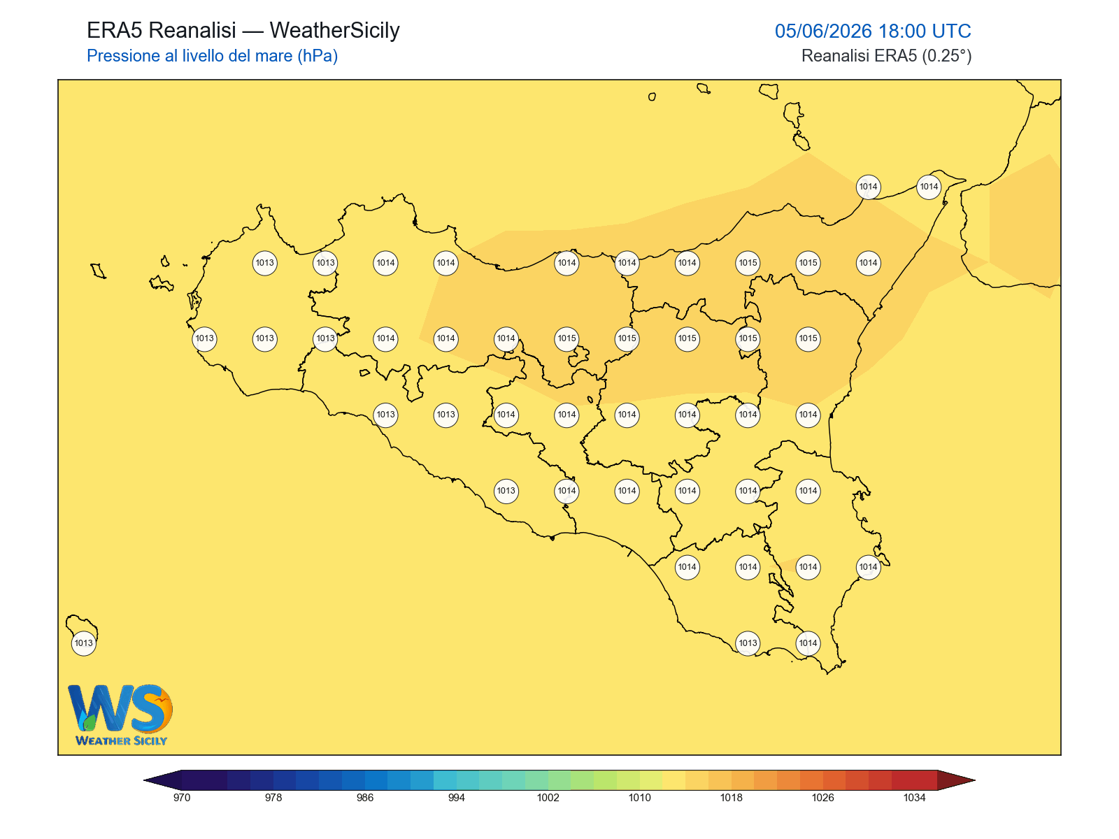Pressione al livello del mare · 2026060518