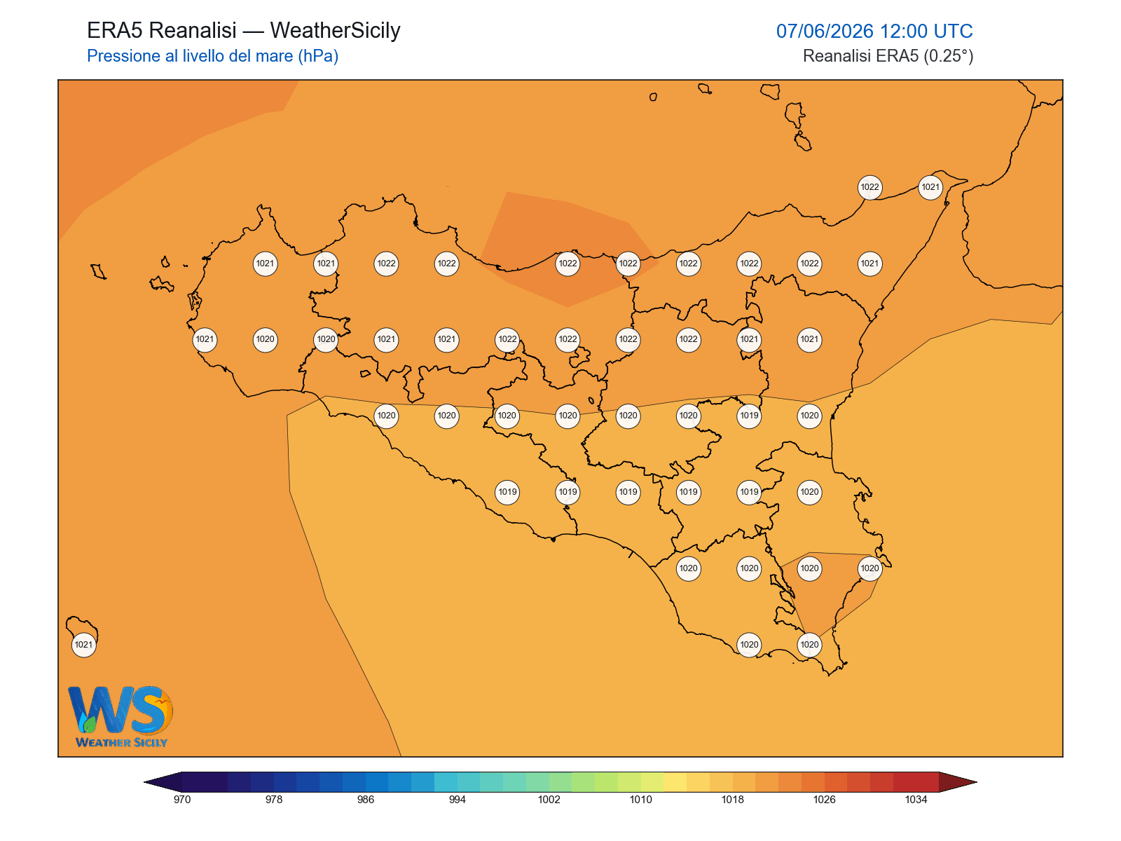 Pressione al livello del mare · 2026060712