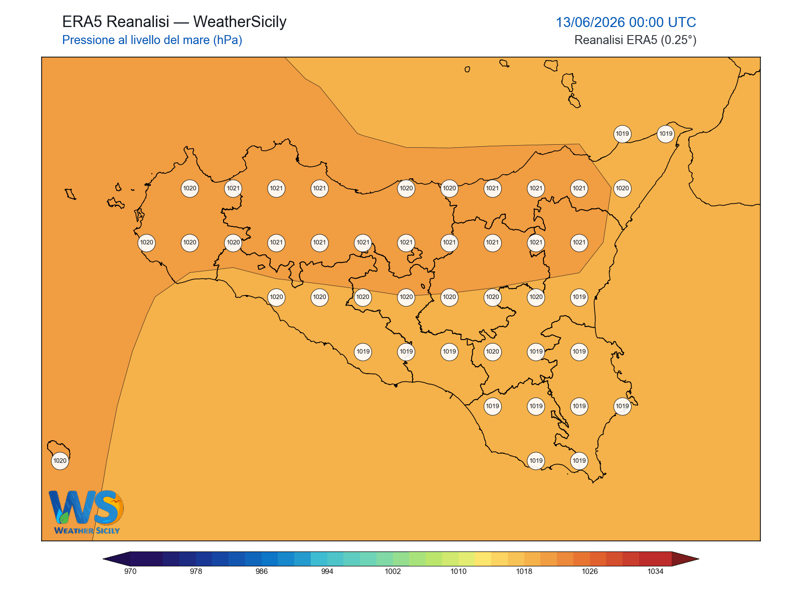 Pressione al livello del mare · 2026061300