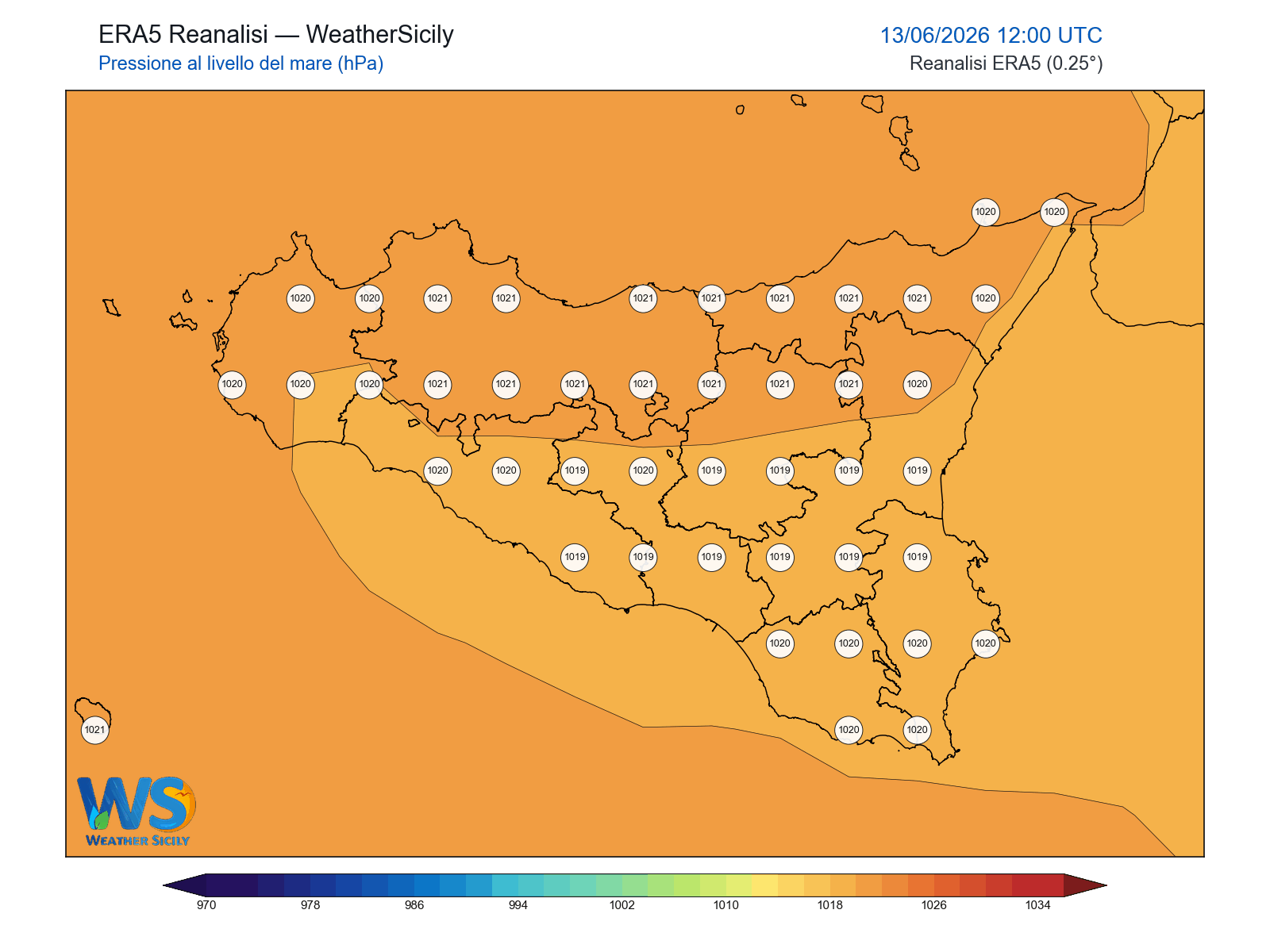 Pressione al livello del mare · 2026061312