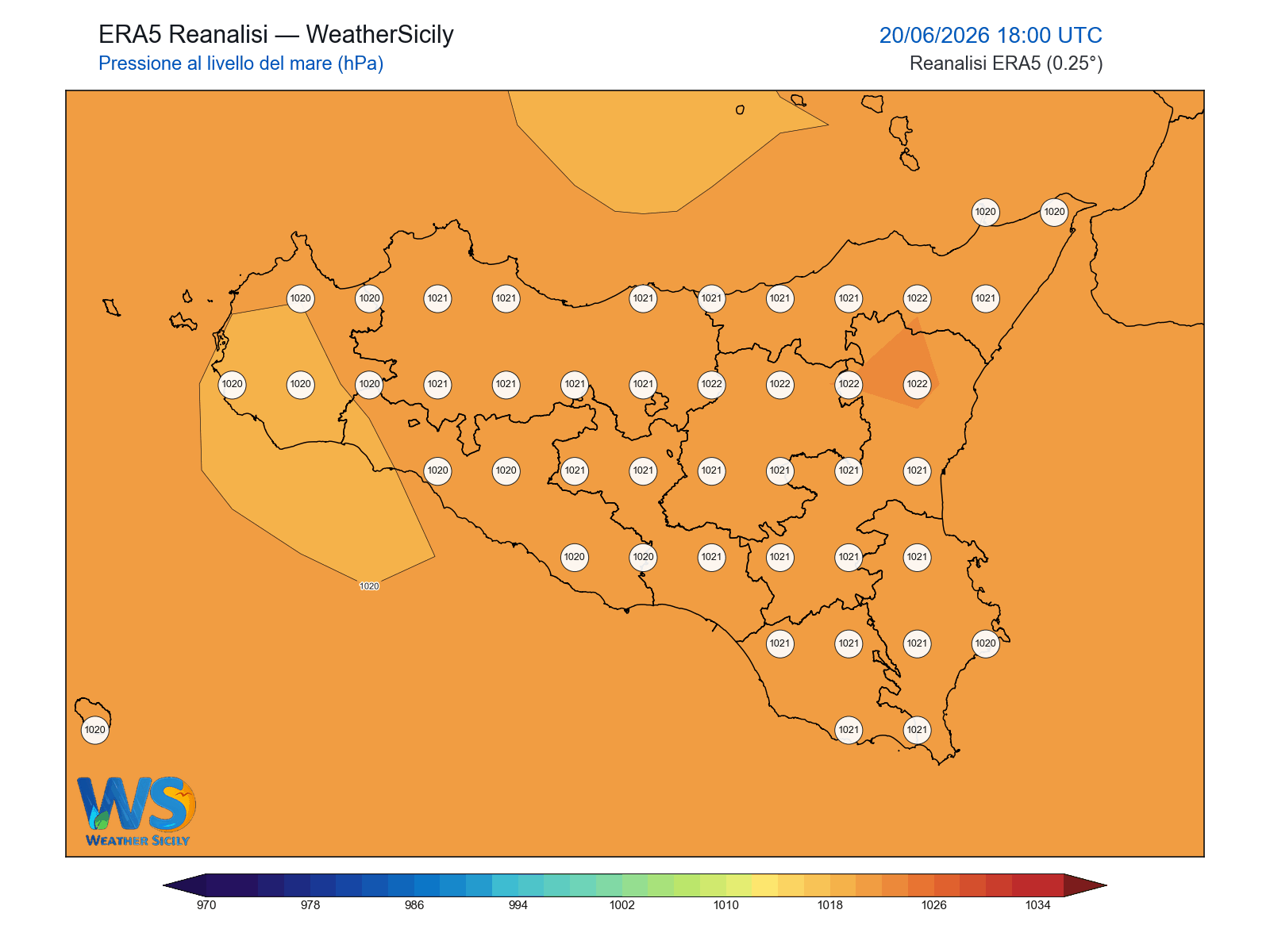 Pressione al livello del mare · 2026062018