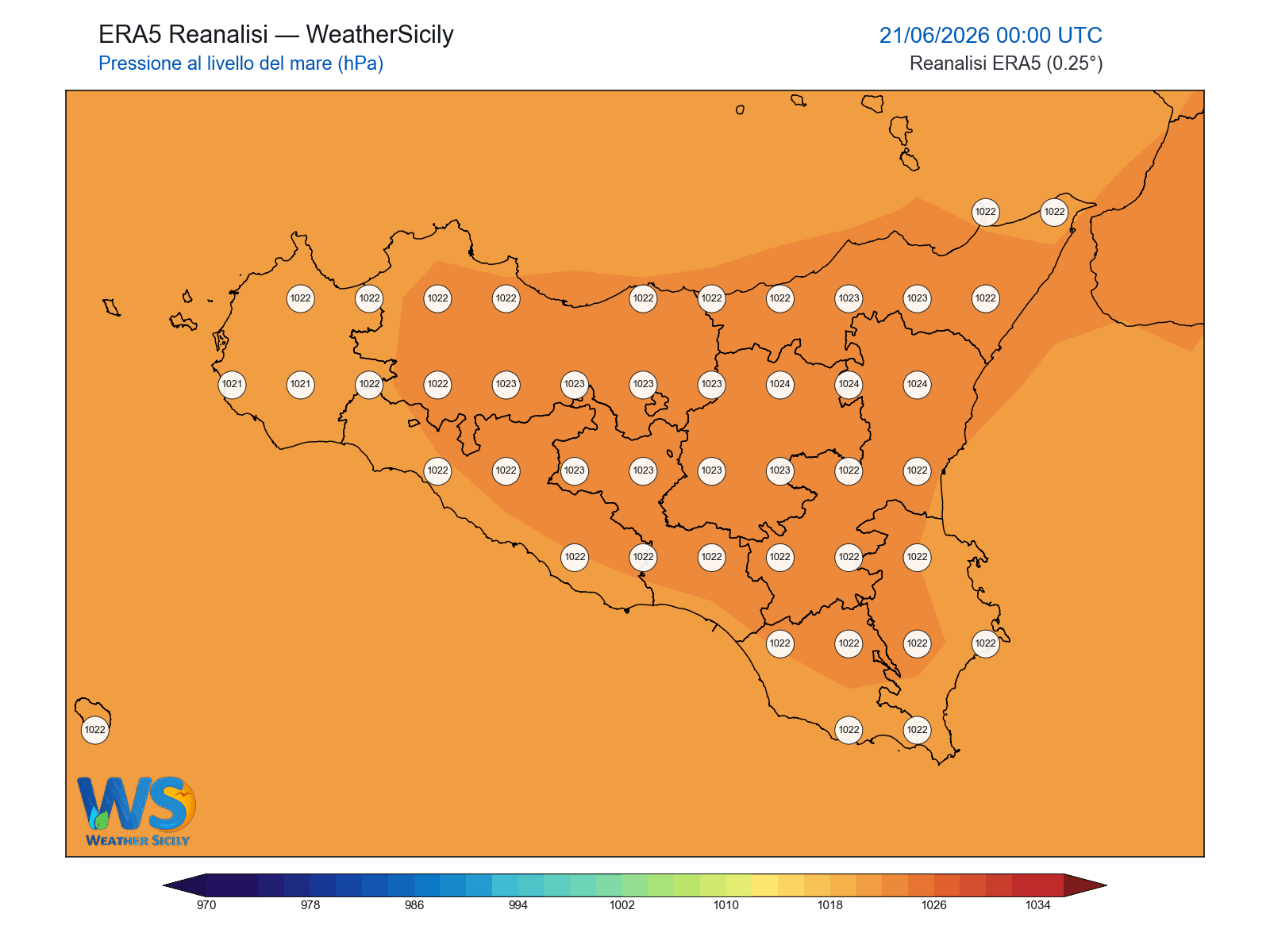 Pressione al livello del mare · 2026062100