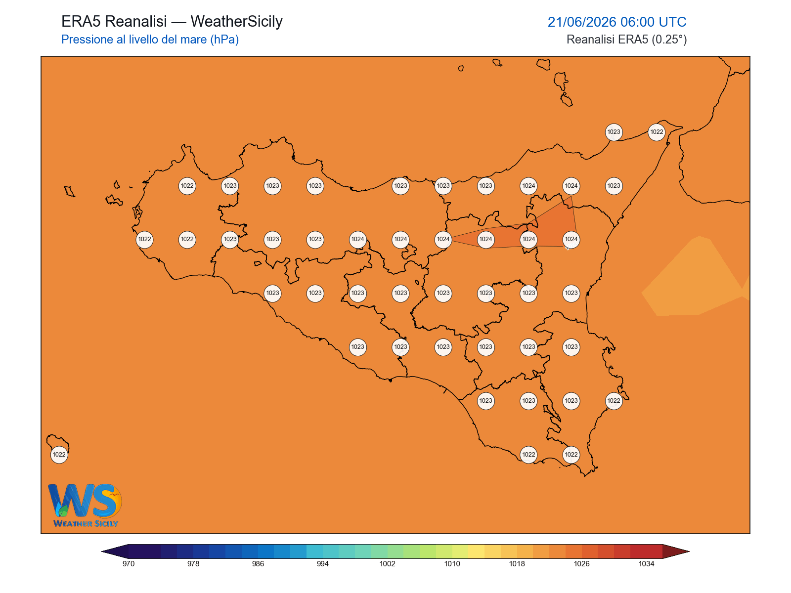 Pressione al livello del mare · 2026062106