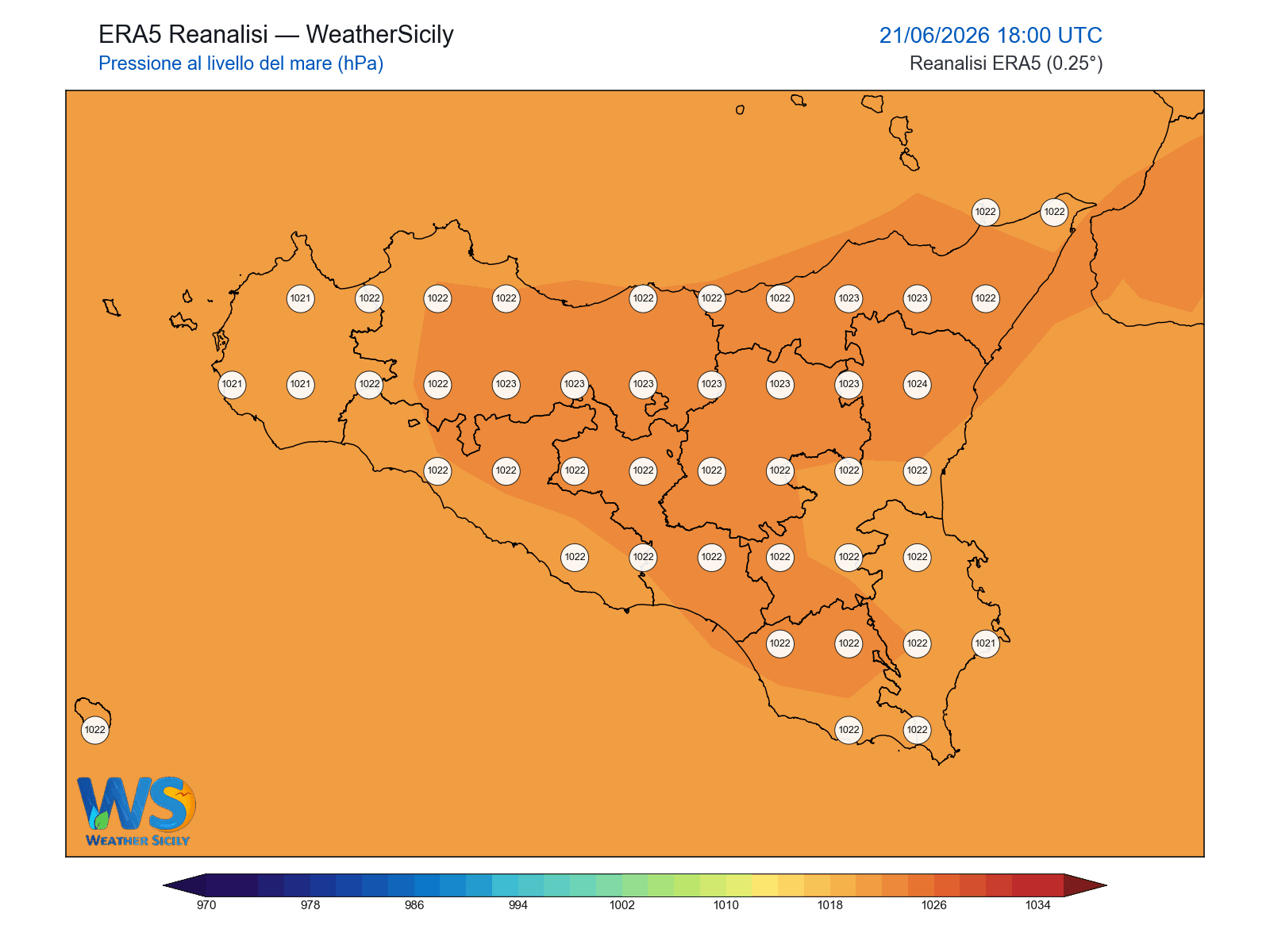 Pressione al livello del mare · 2026062118