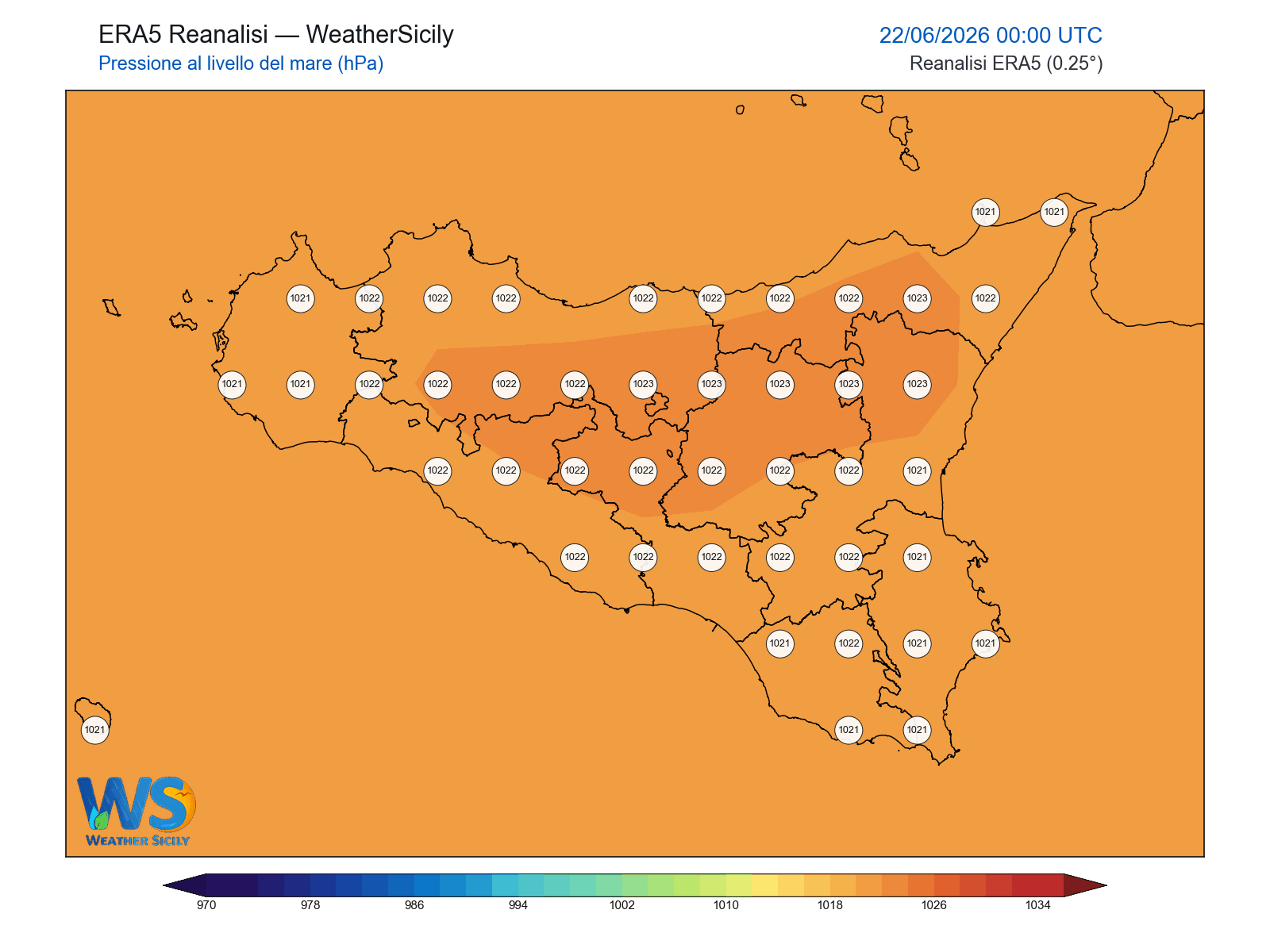Pressione al livello del mare · 2026062200