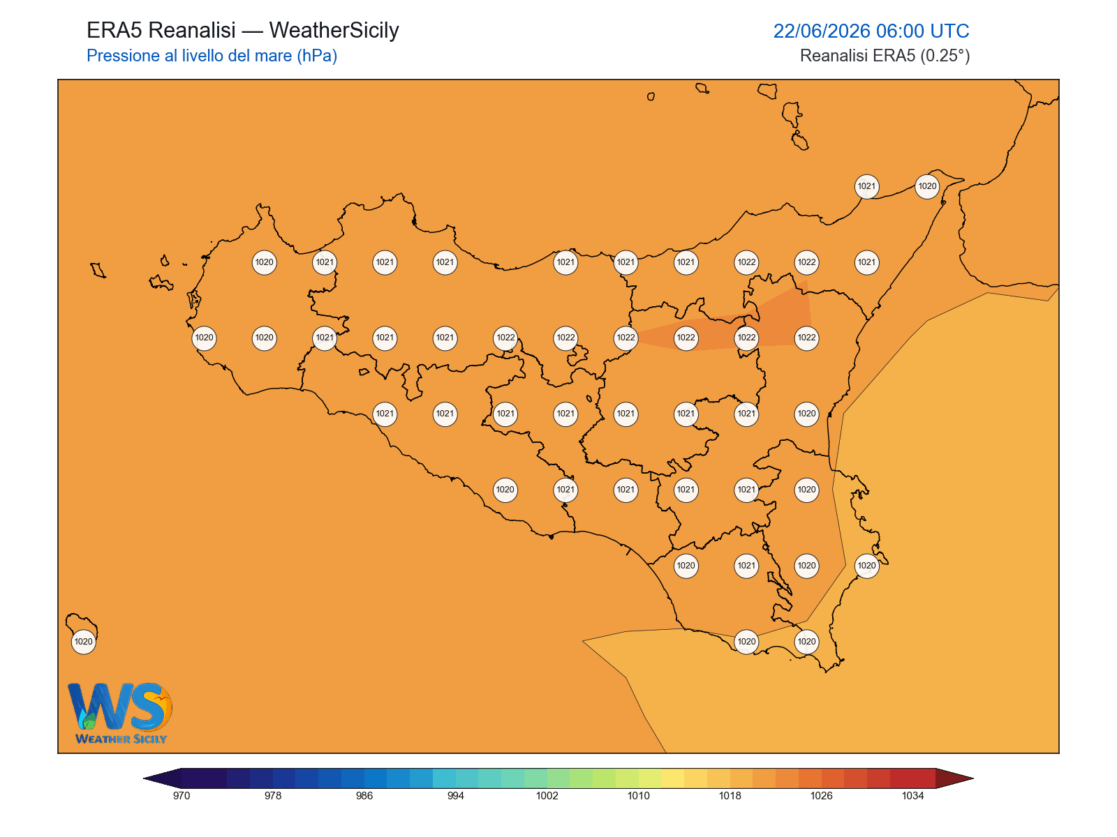 Pressione al livello del mare · 2026062206