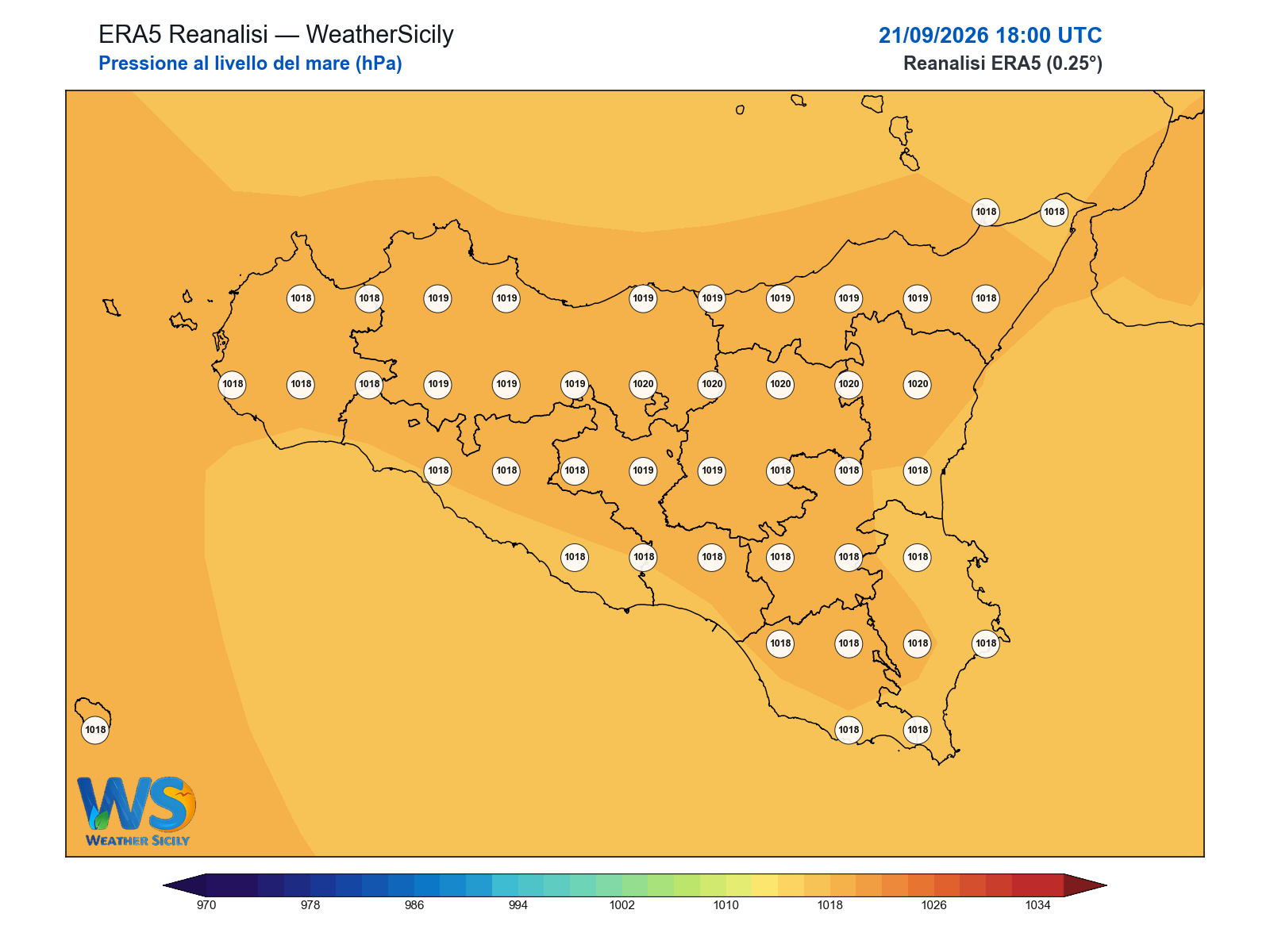 Pressione al livello del mare · 2026092118