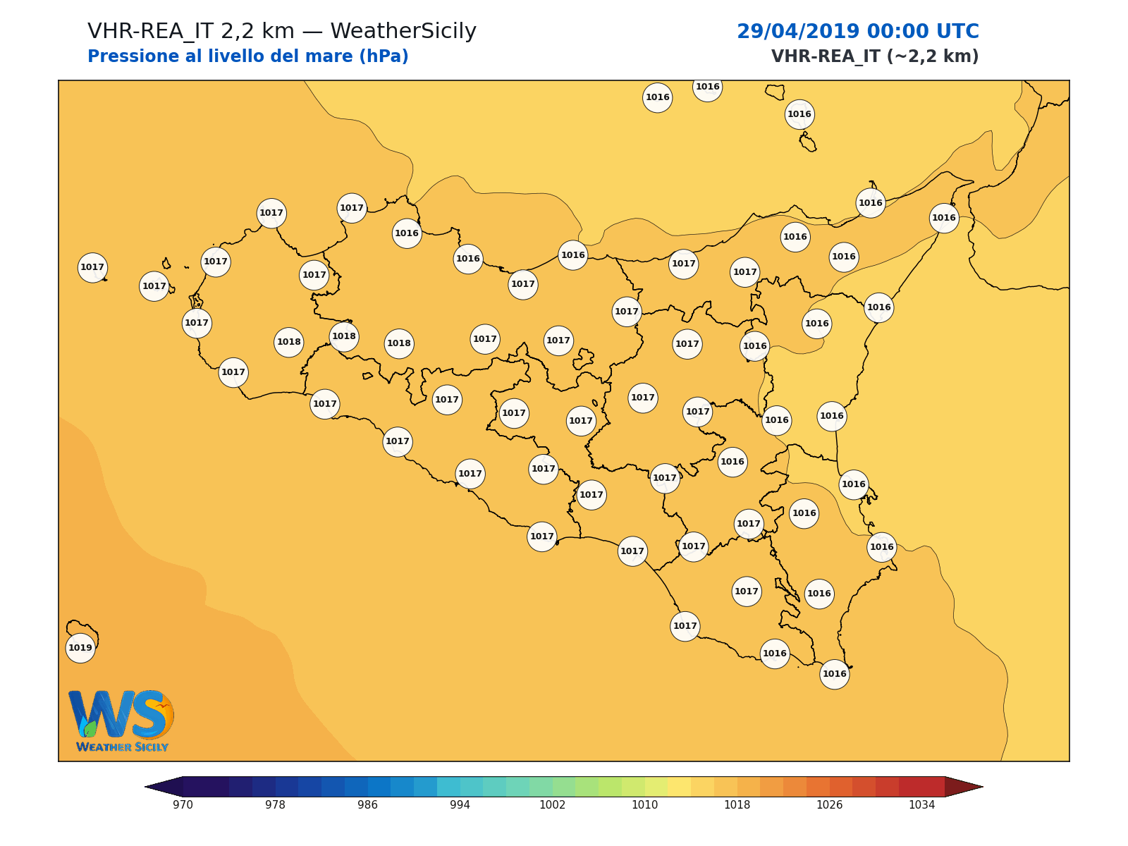 Pressione al livello del mare · 2019042900