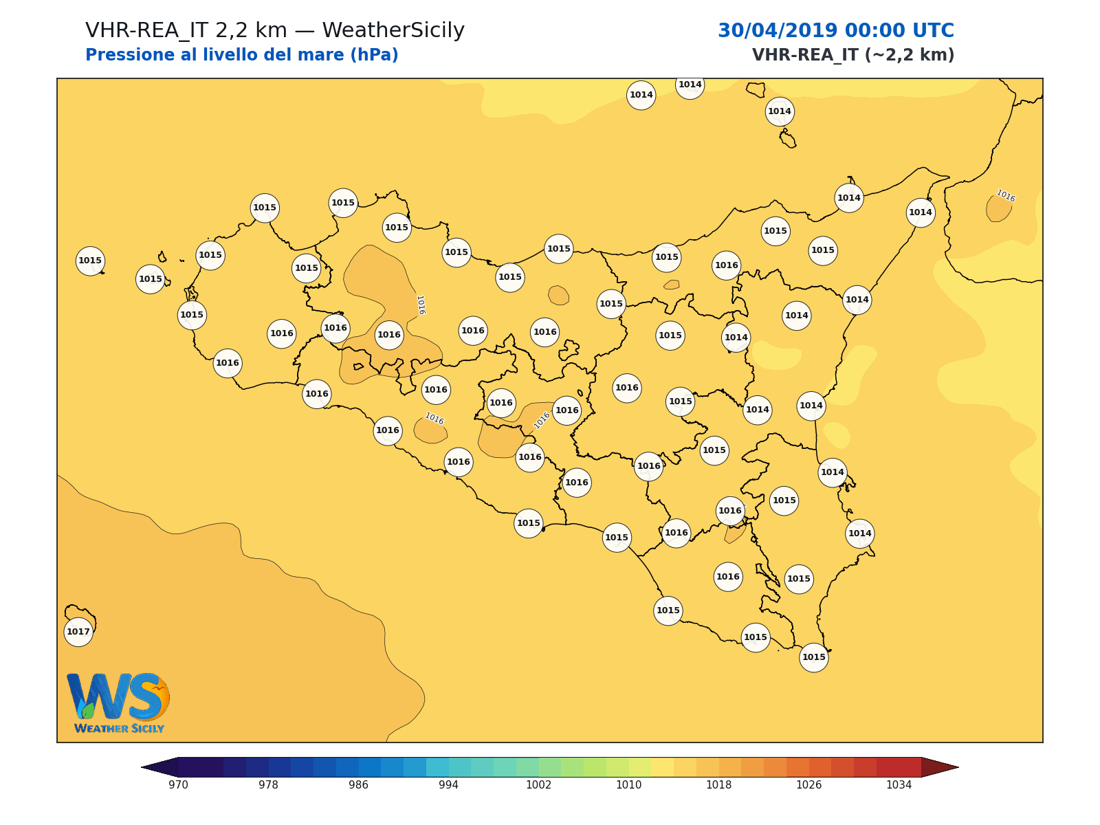 Pressione al livello del mare · 2019043000