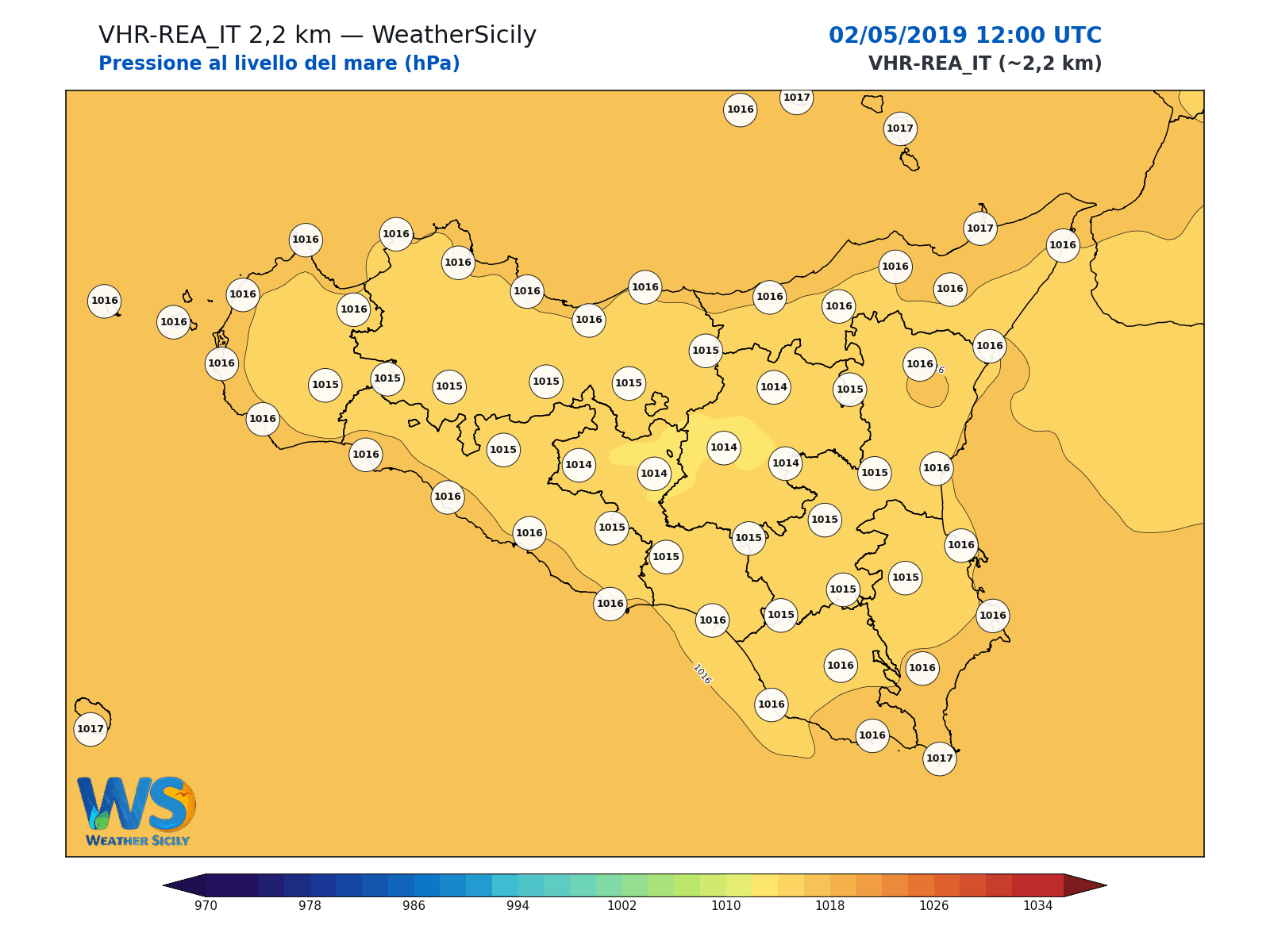 Pressione al livello del mare · 2019050212