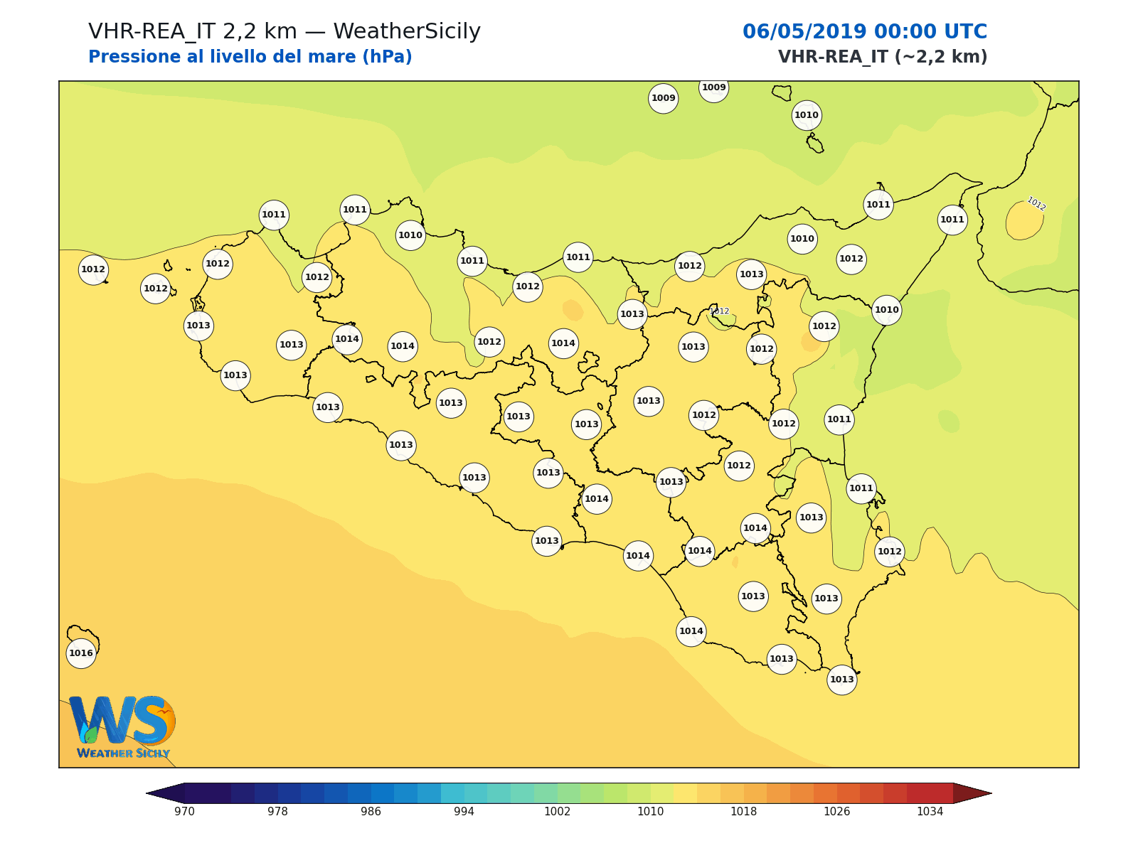 Pressione al livello del mare · 2019050600