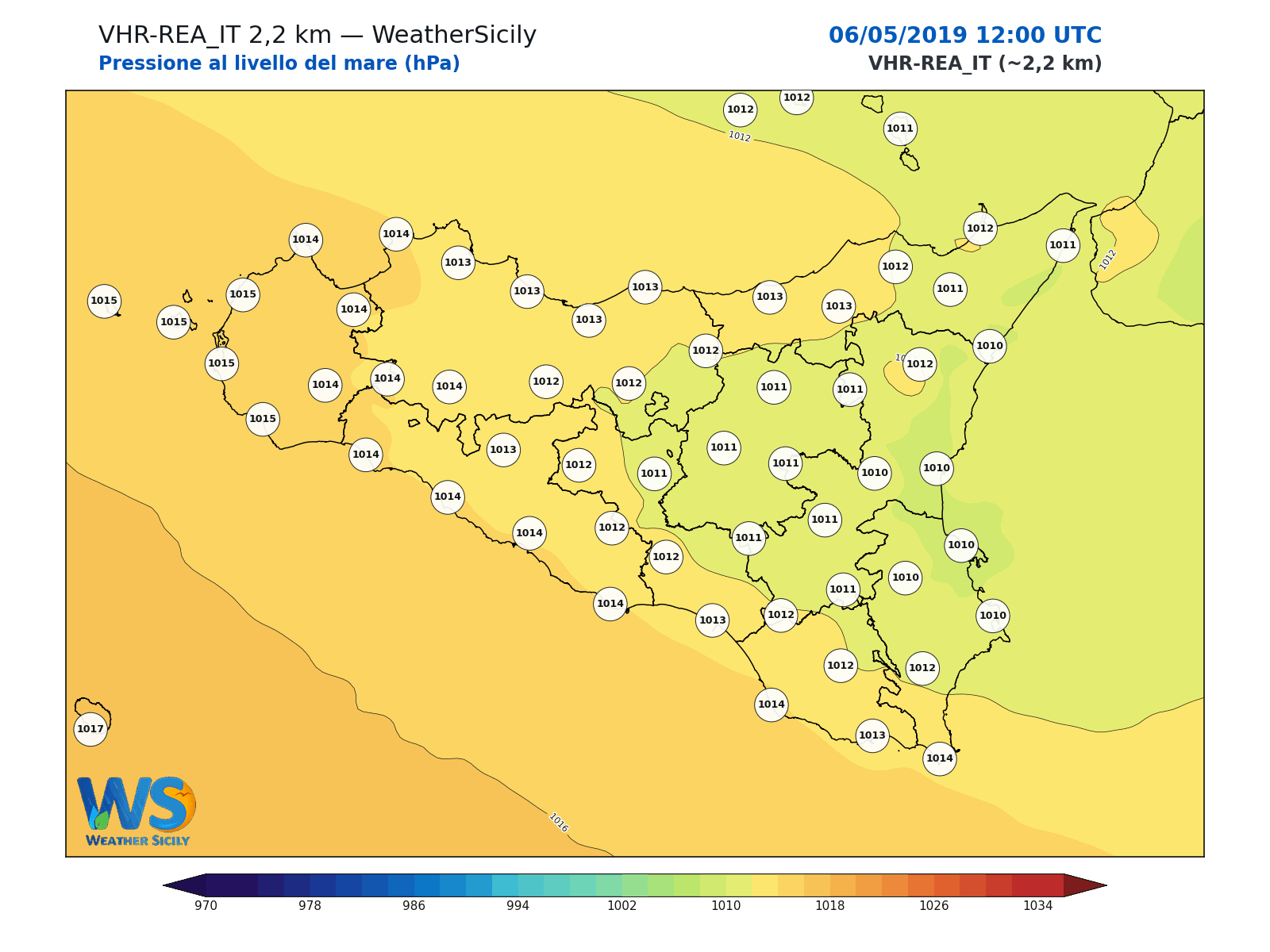 Pressione al livello del mare · 2019050612