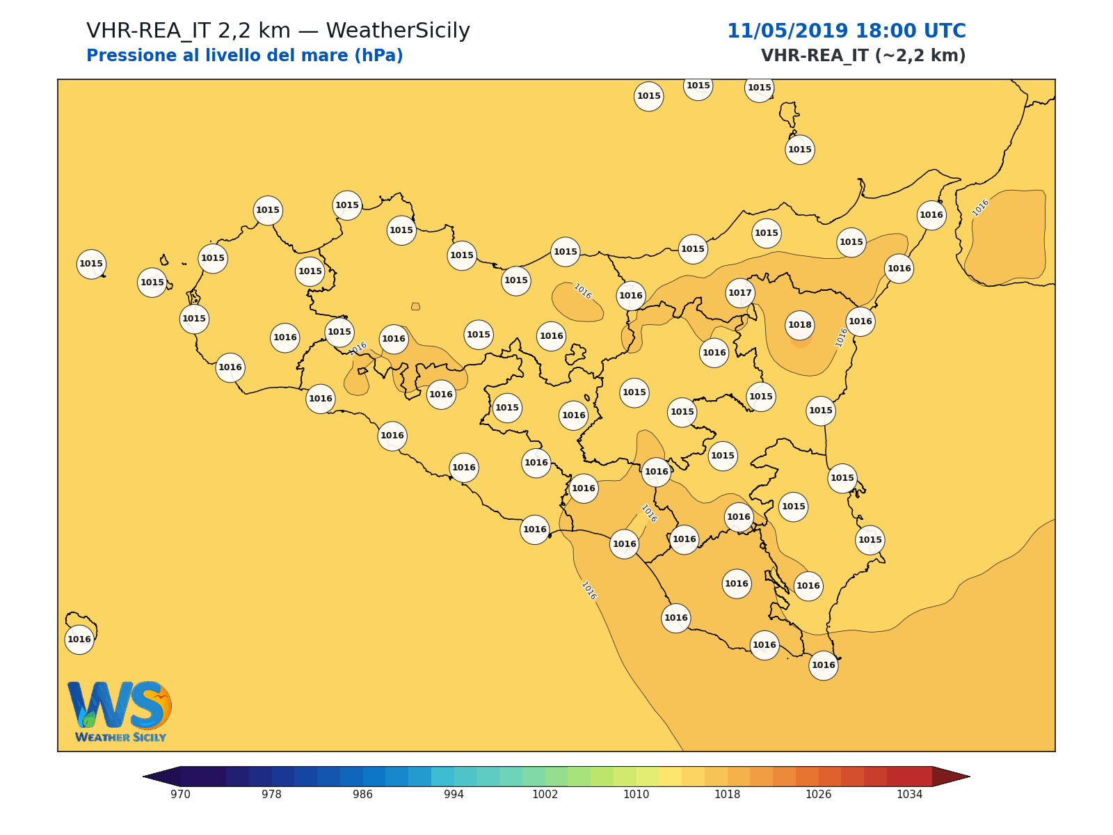 Pressione al livello del mare · 2019051118