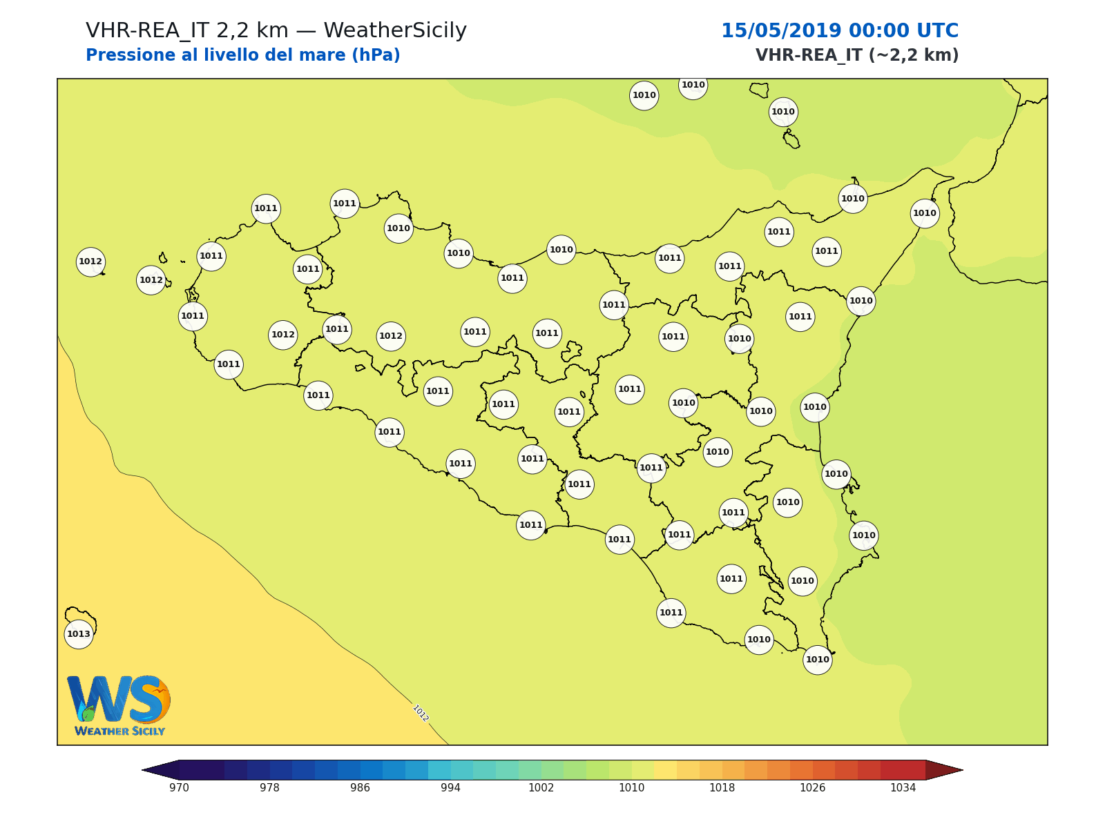 Pressione al livello del mare · 2019051500