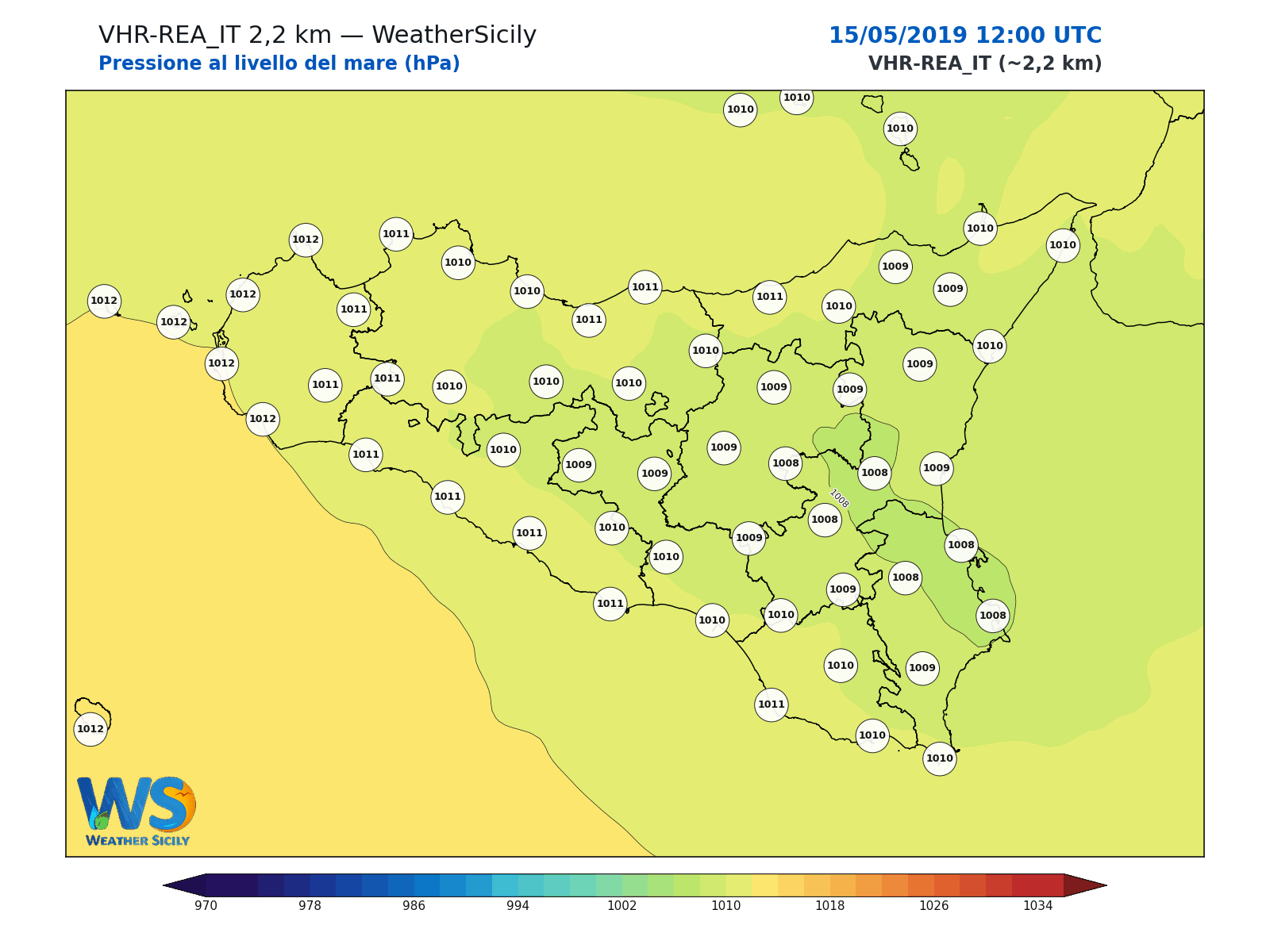 Pressione al livello del mare · 2019051512