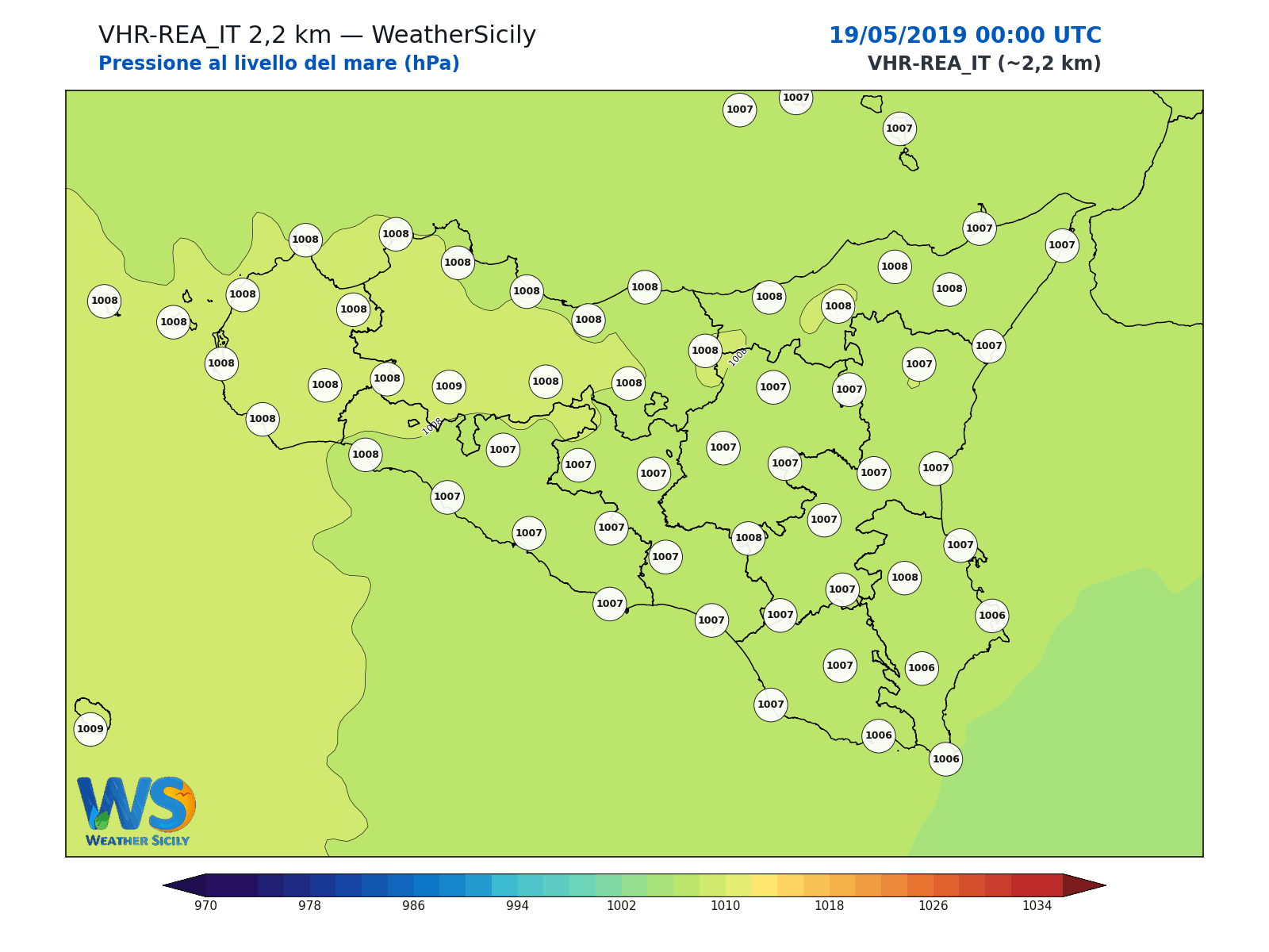 Pressione al livello del mare · 2019051900