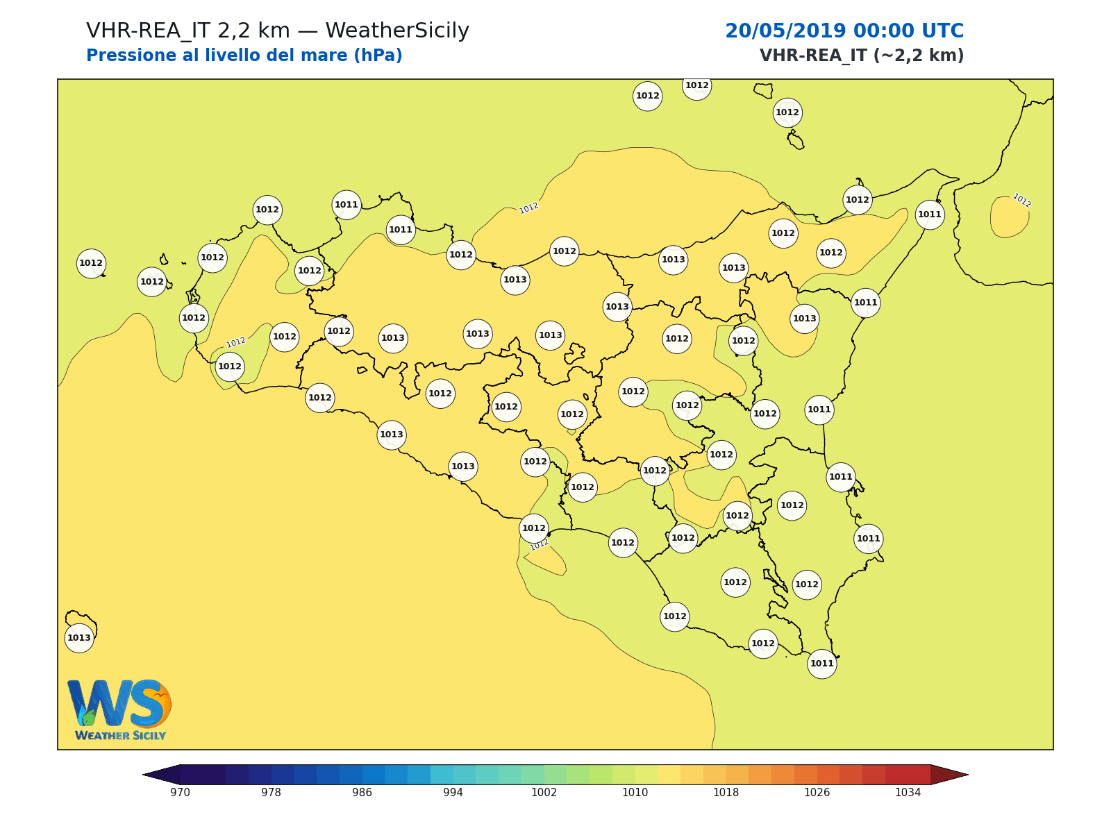 Pressione al livello del mare · 2019052000