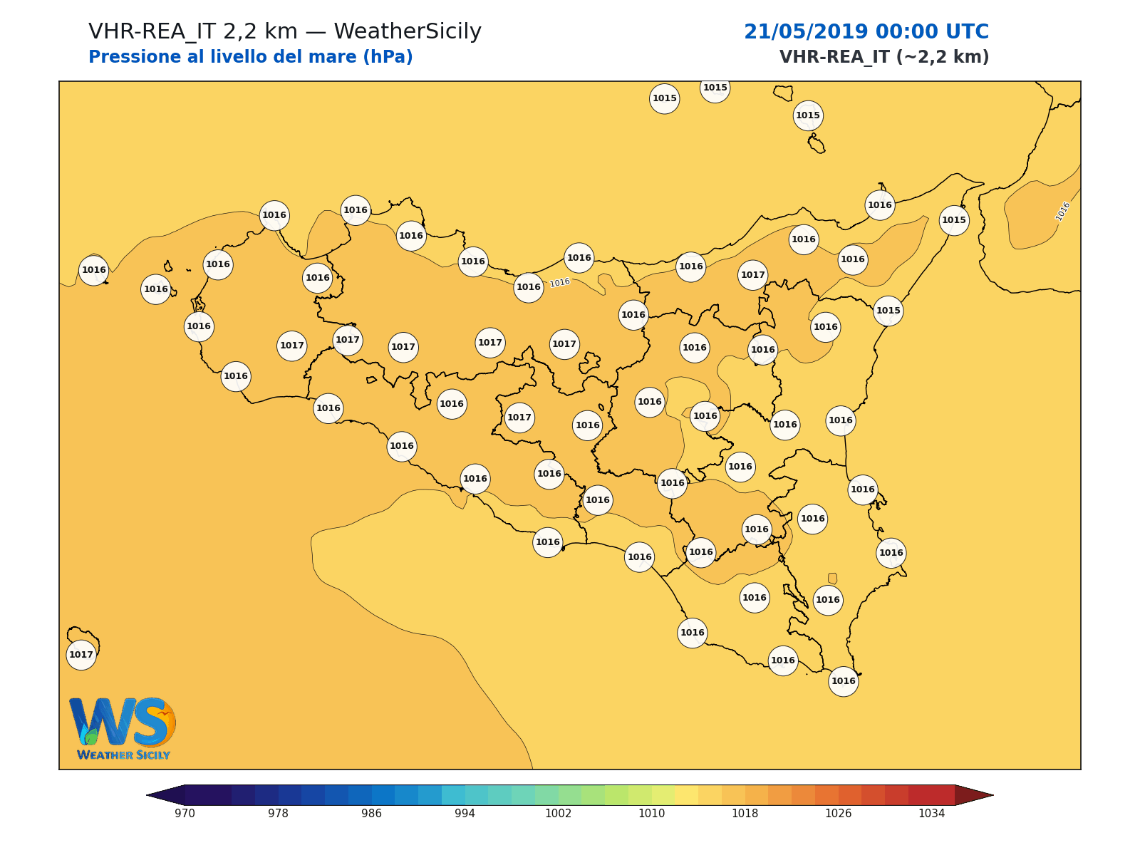 Pressione al livello del mare · 2019052100
