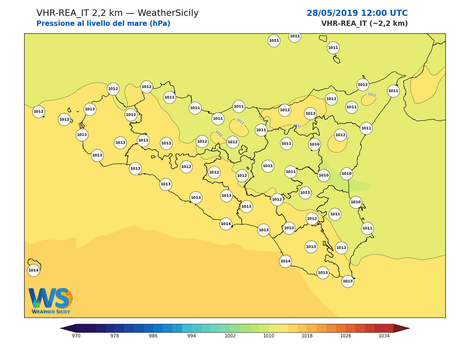 Pressione al livello del mare · 2019052812
