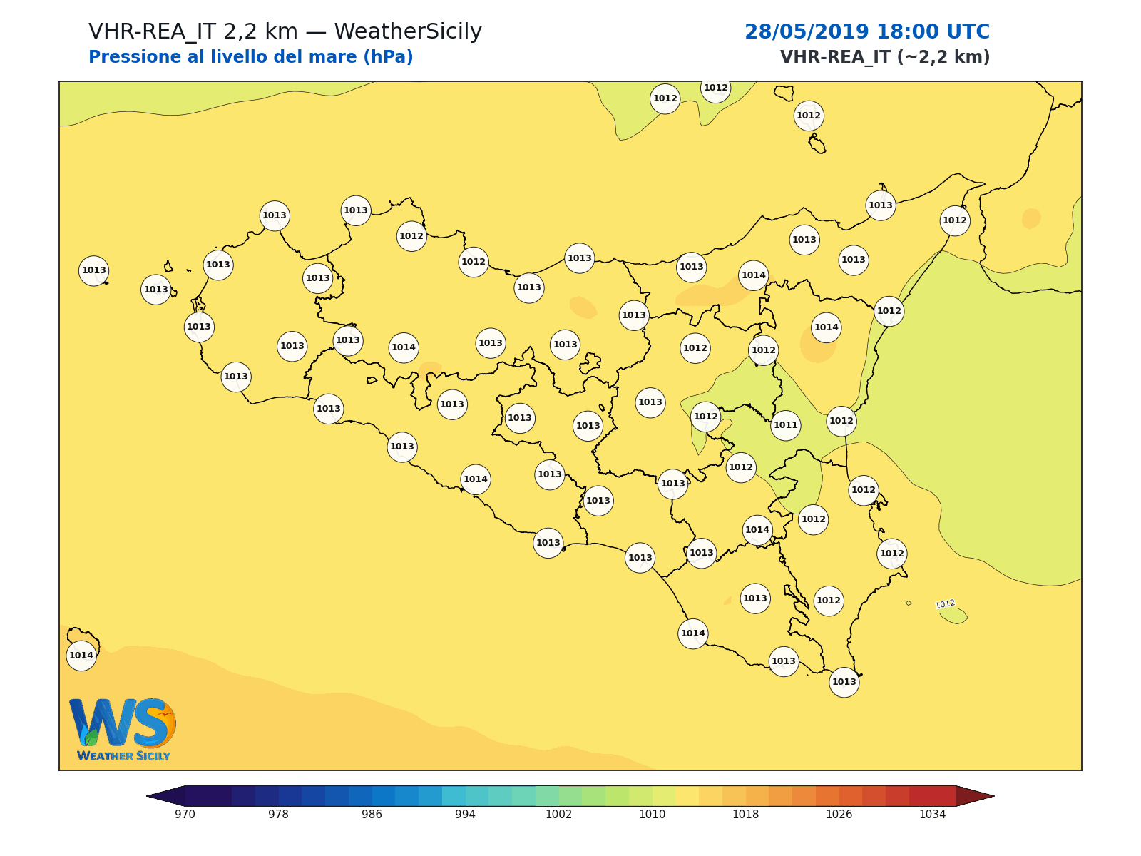 Pressione al livello del mare · 2019052818