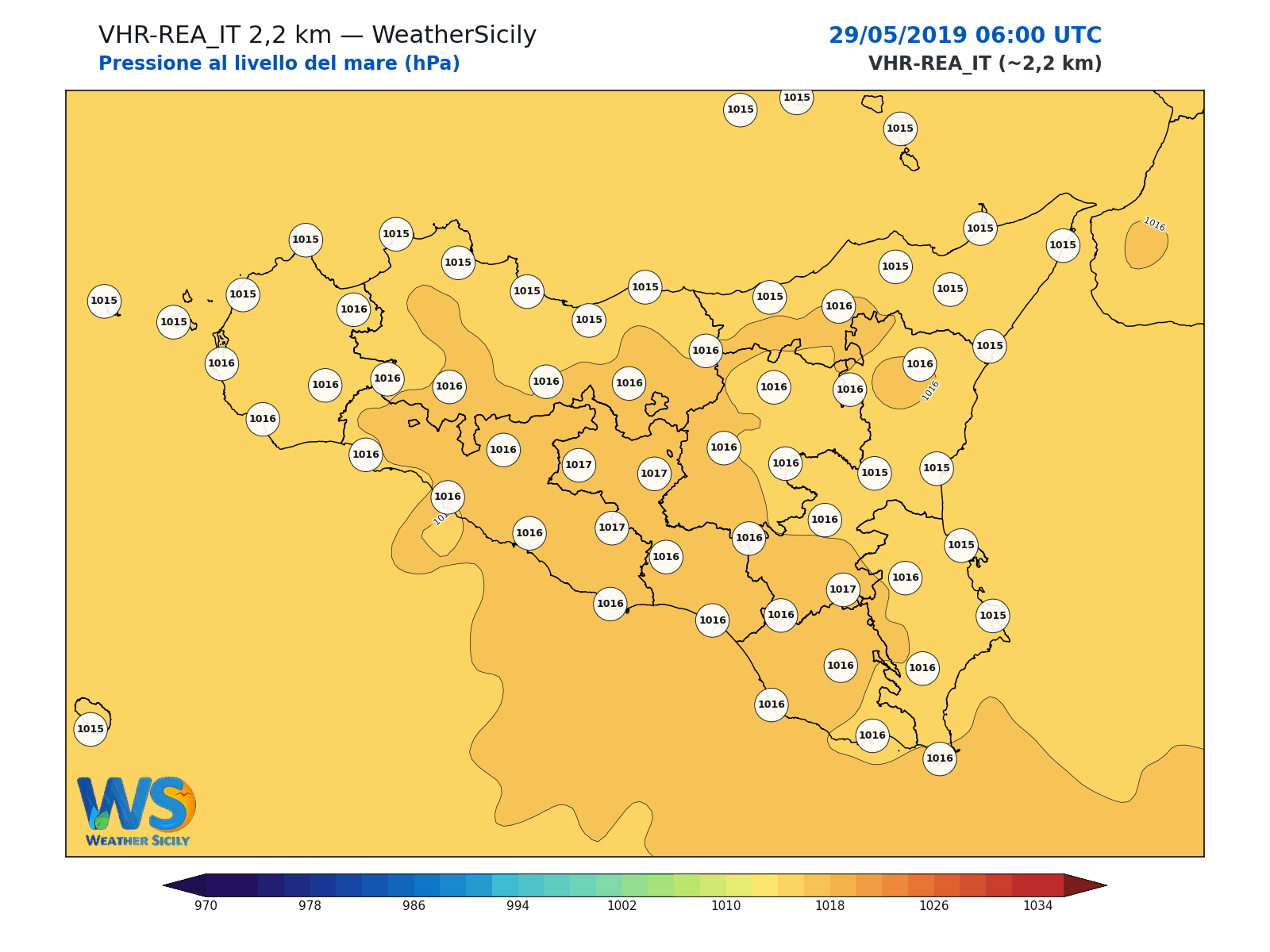 Pressione al livello del mare · 2019052906