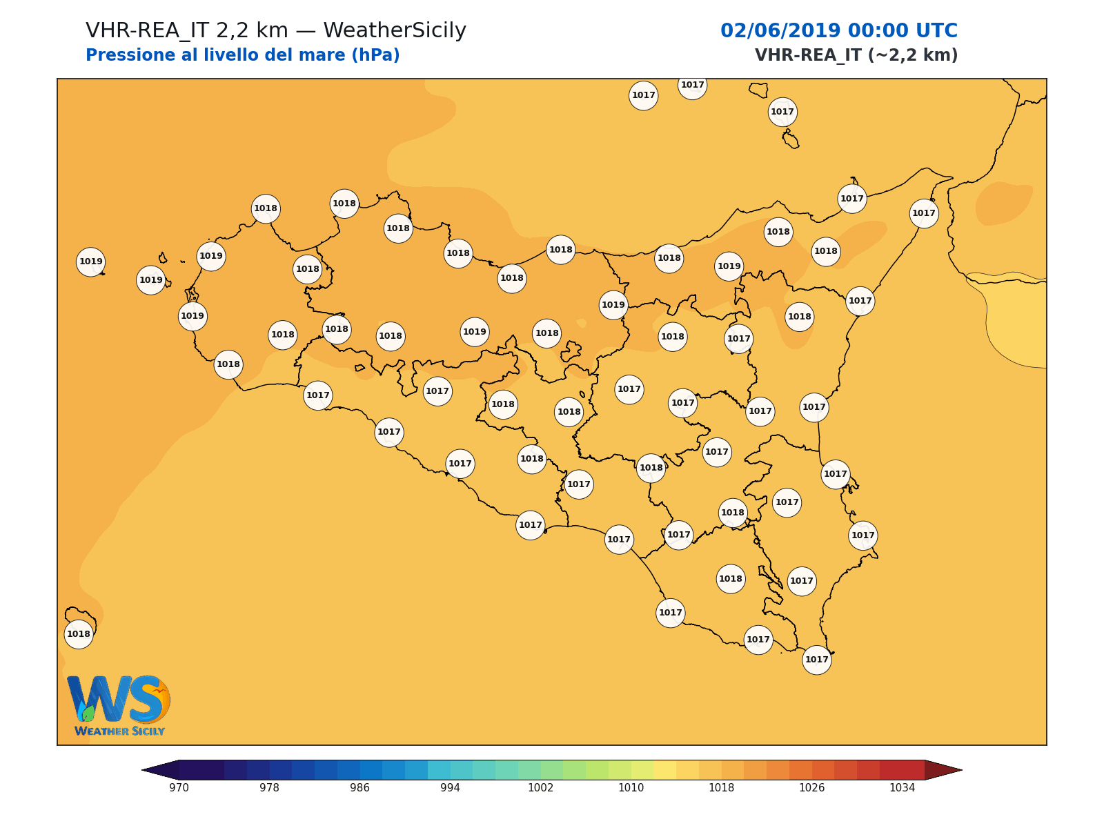 Pressione al livello del mare · 2019060200