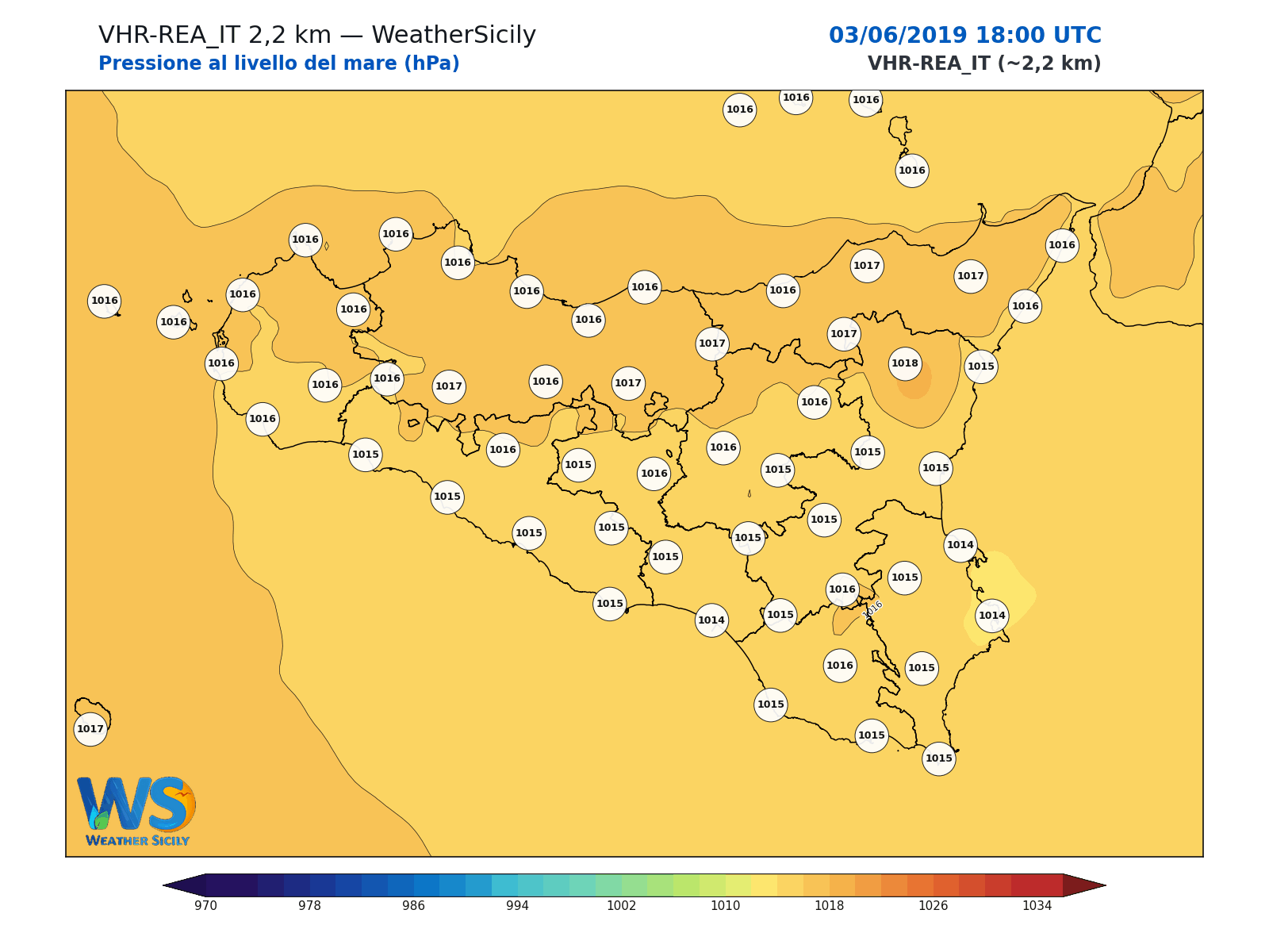 Pressione al livello del mare · 2019060318