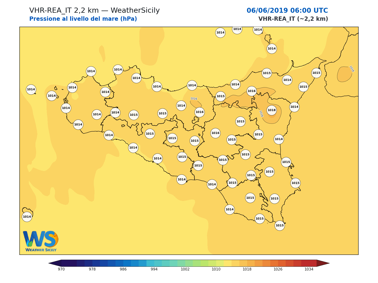Pressione al livello del mare · 2019060606