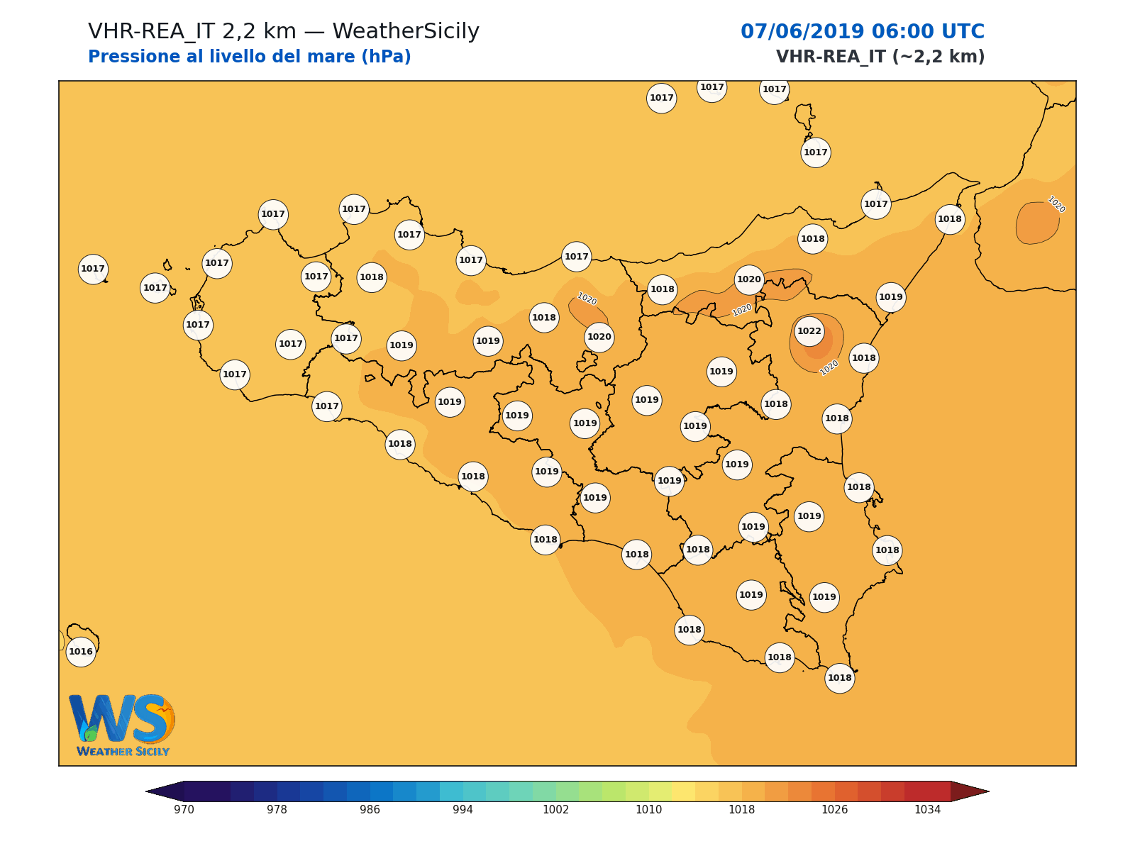Pressione al livello del mare · 2019060706