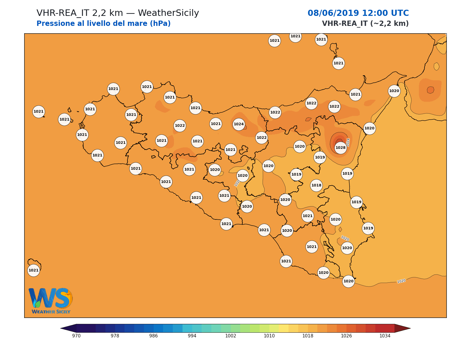 Pressione al livello del mare · 2019060812