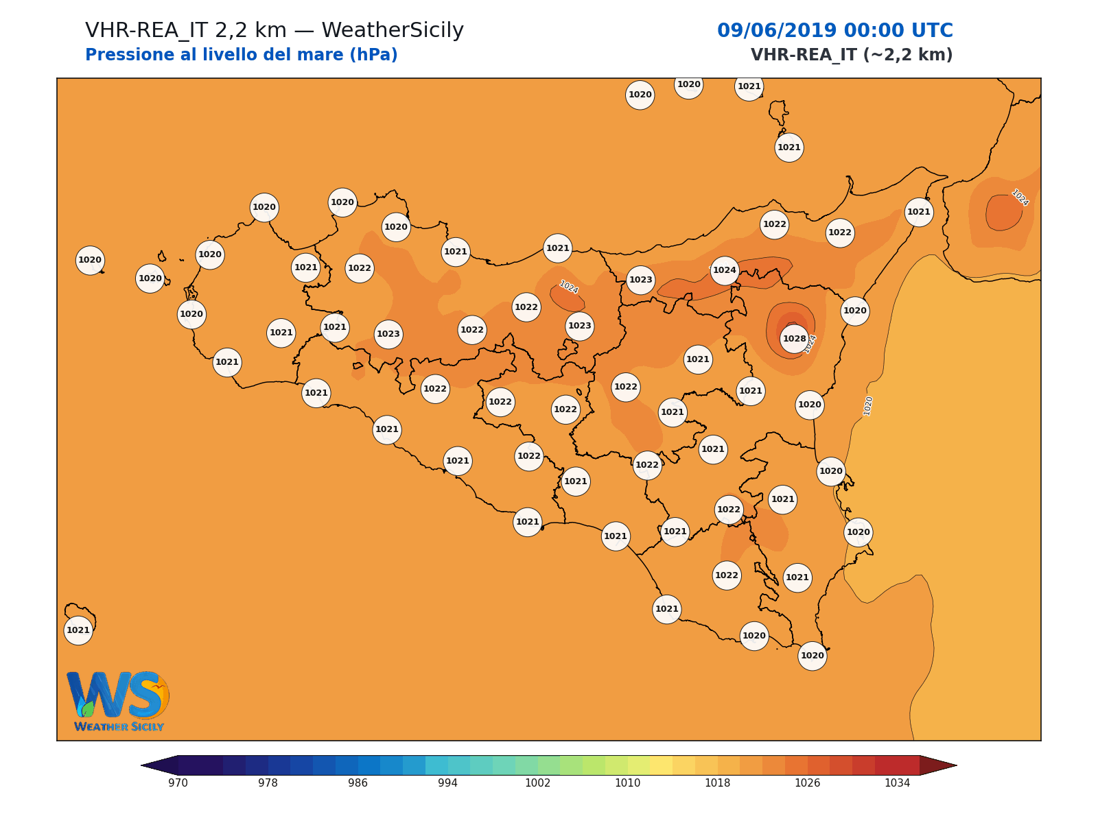 Pressione al livello del mare · 2019060900