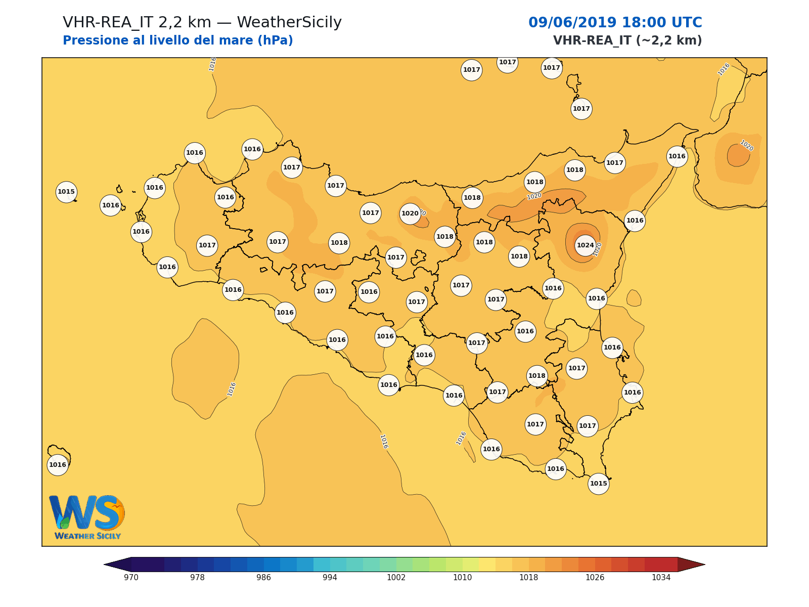 Pressione al livello del mare · 2019060918