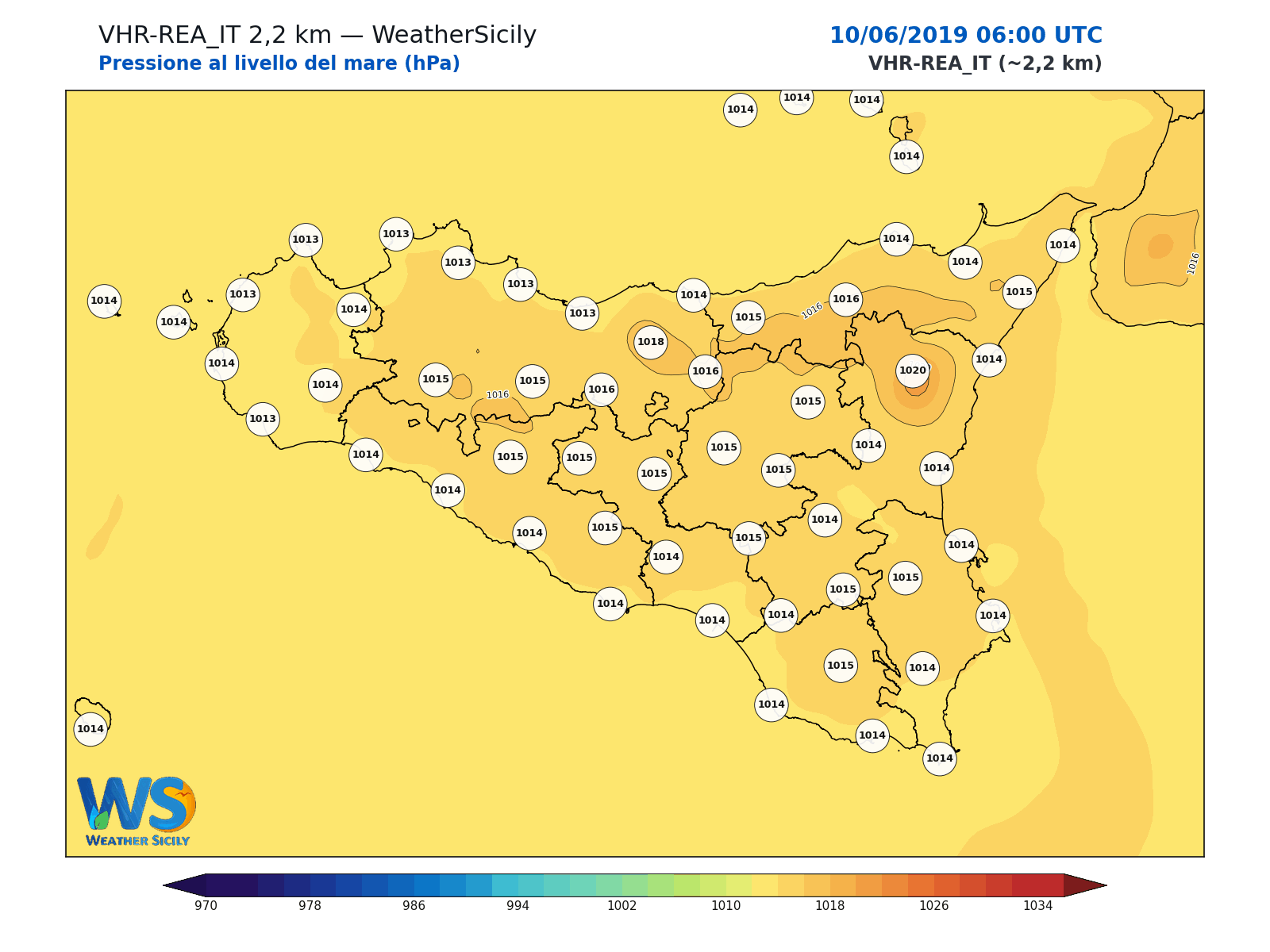 Pressione al livello del mare · 2019061006