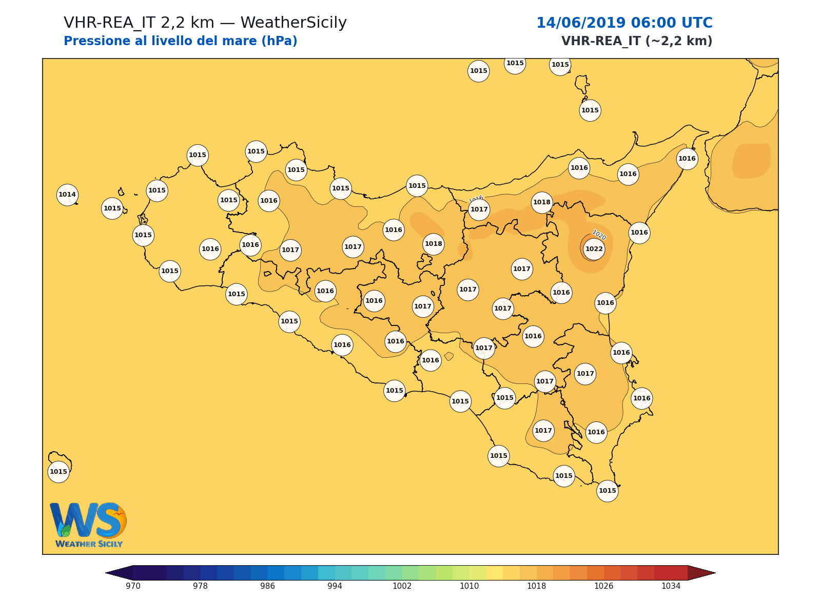 Pressione al livello del mare · 2019061406