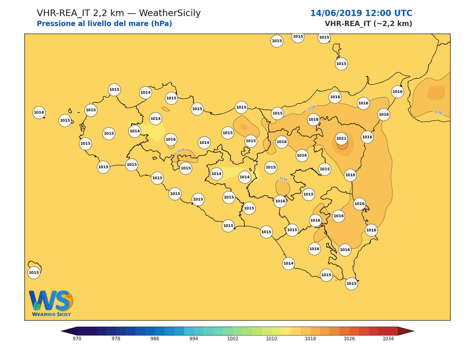 Pressione al livello del mare · 2019061412