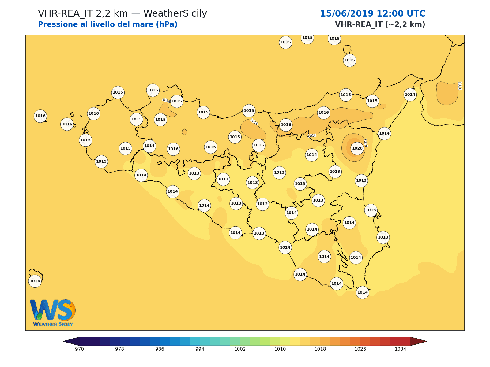 Pressione al livello del mare · 2019061512