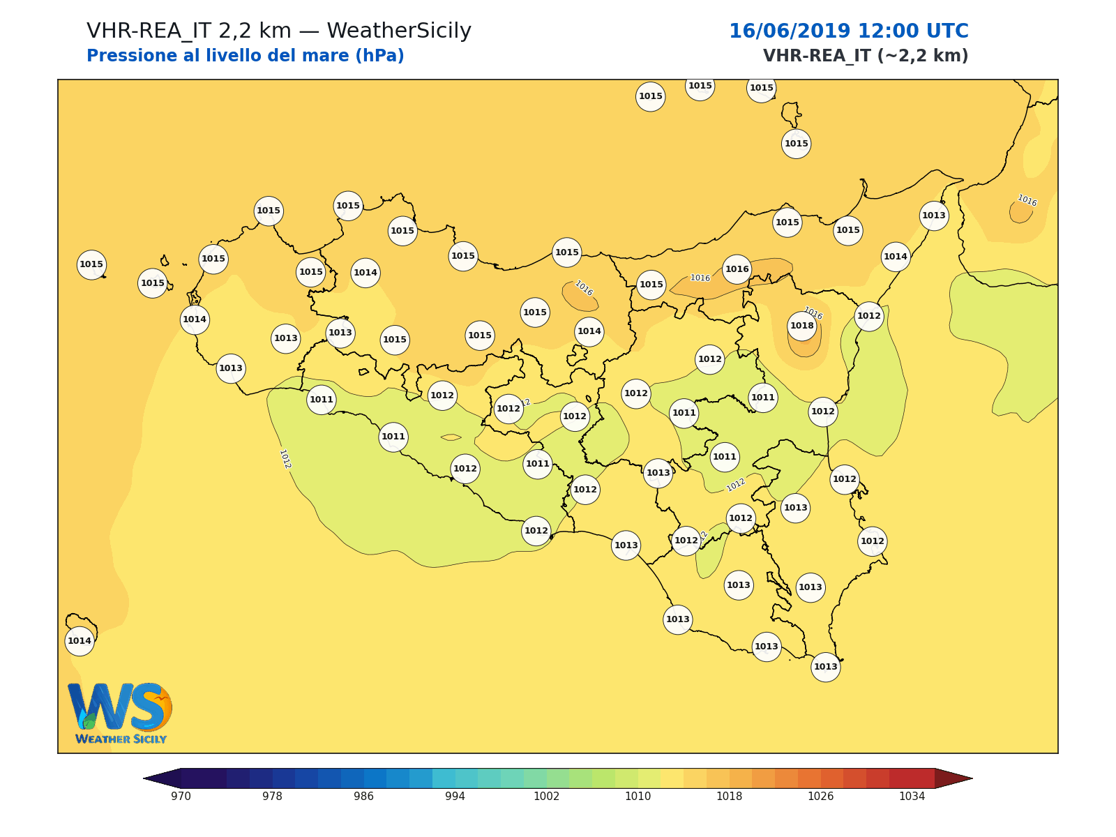 Pressione al livello del mare · 2019061612