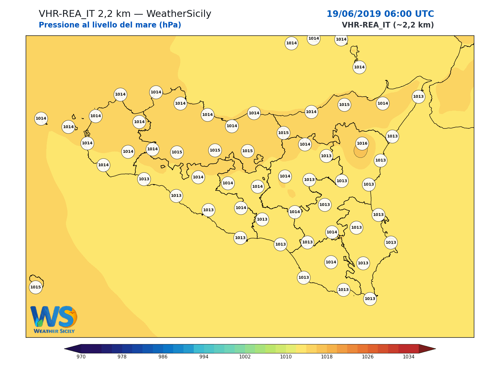 Pressione al livello del mare · 2019061906